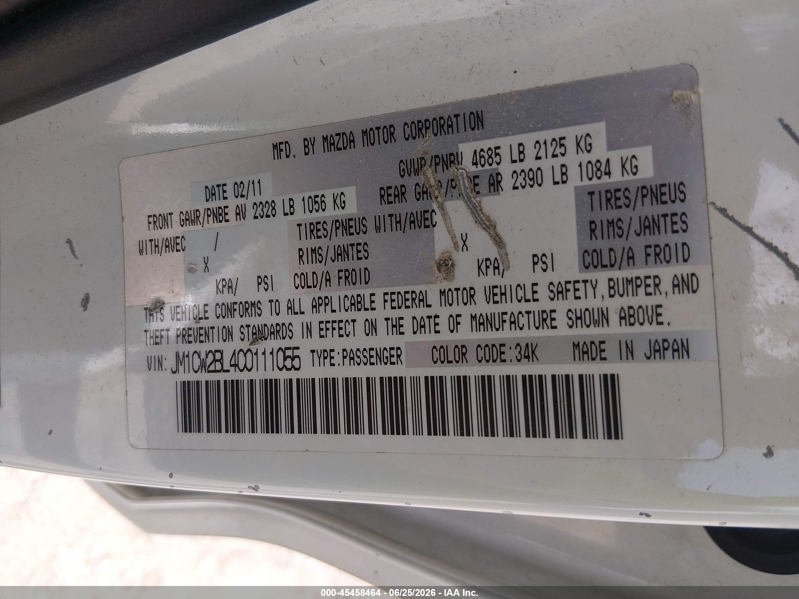 2012 Mazda Mazda5 Sport White vin: JM1CW2BL4C0111055