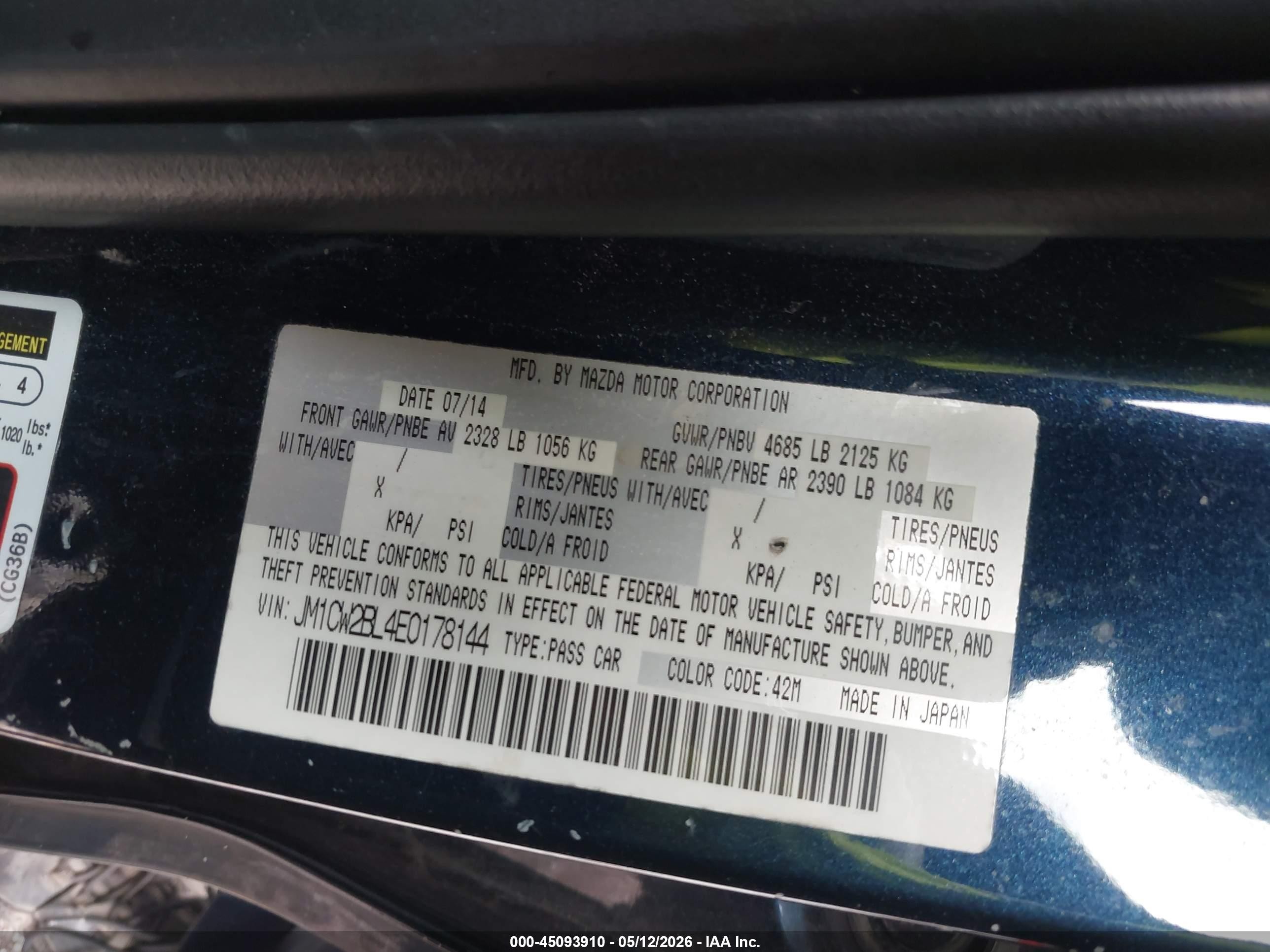 2014 Mazda Mazda5 Sport Dark Blue vin: JM1CW2BL4E0178144