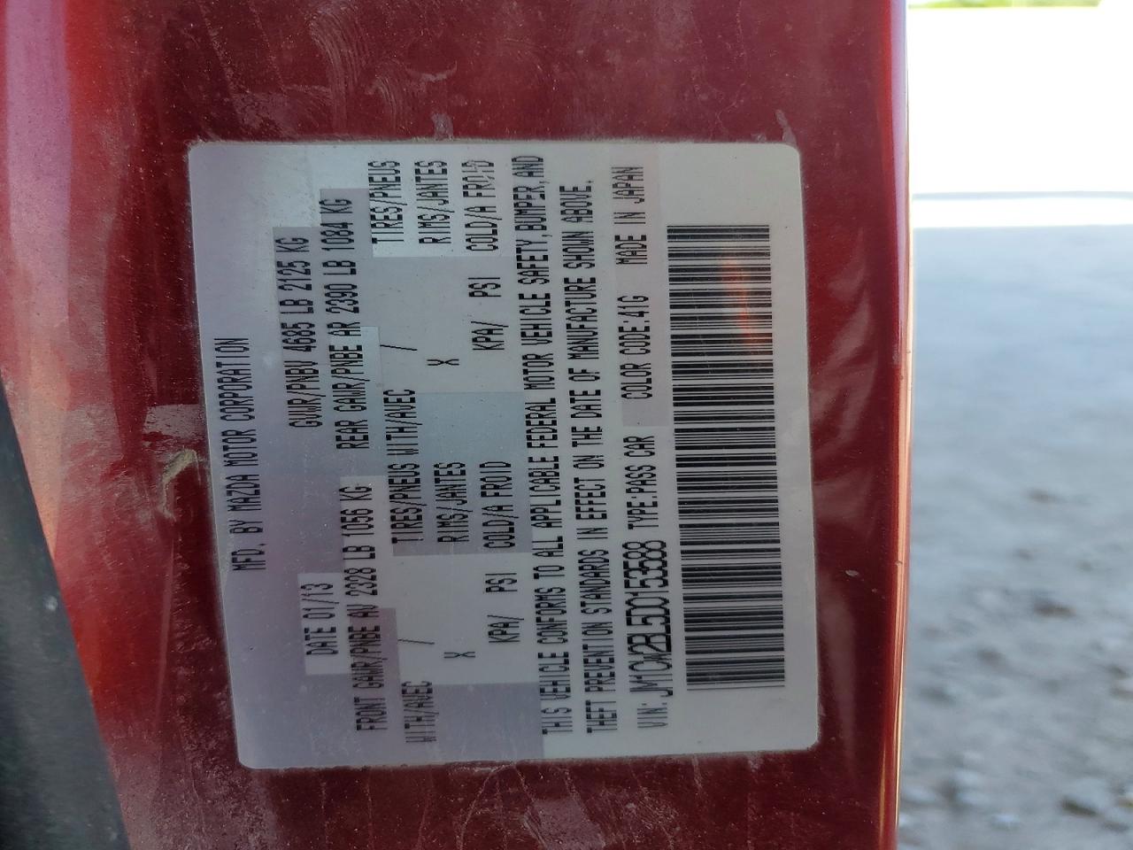 2013 Mazda 5 Red vin: JM1CW2BL5D0153588