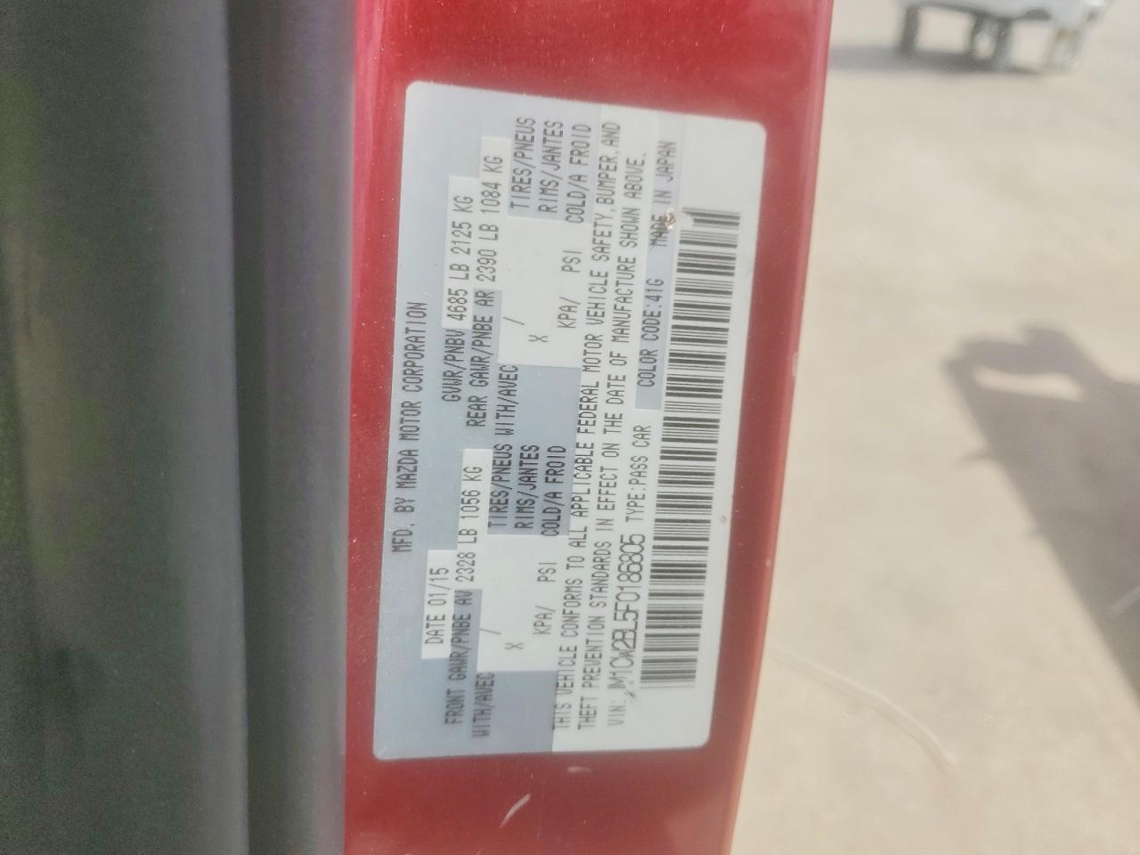 2015 Mazda 5 Sport Red vin: JM1CW2BL5F0186805