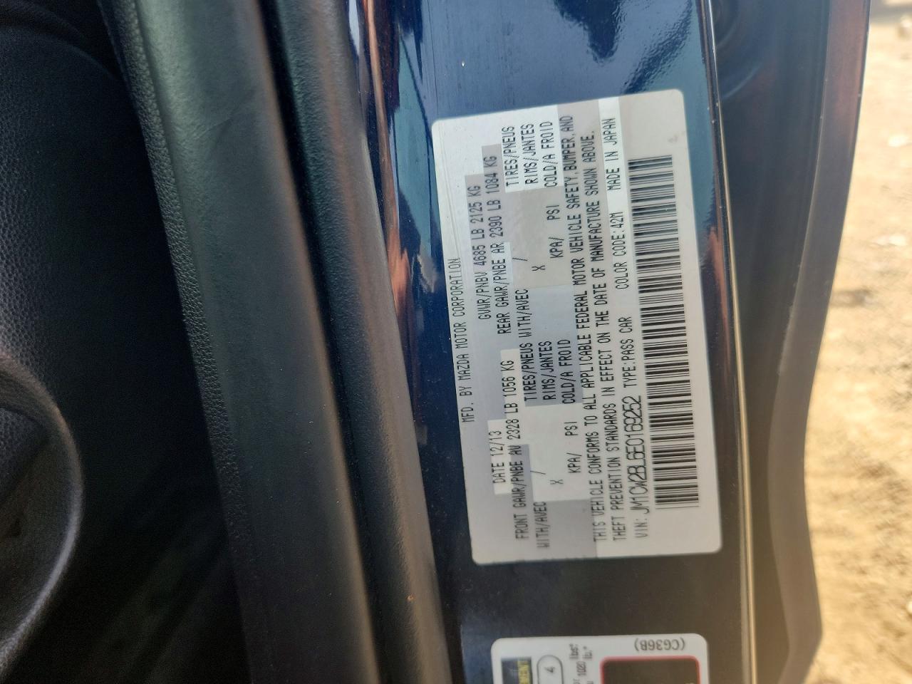 2014 Mazda 5 Sport Blue vin: JM1CW2BL6E0169252