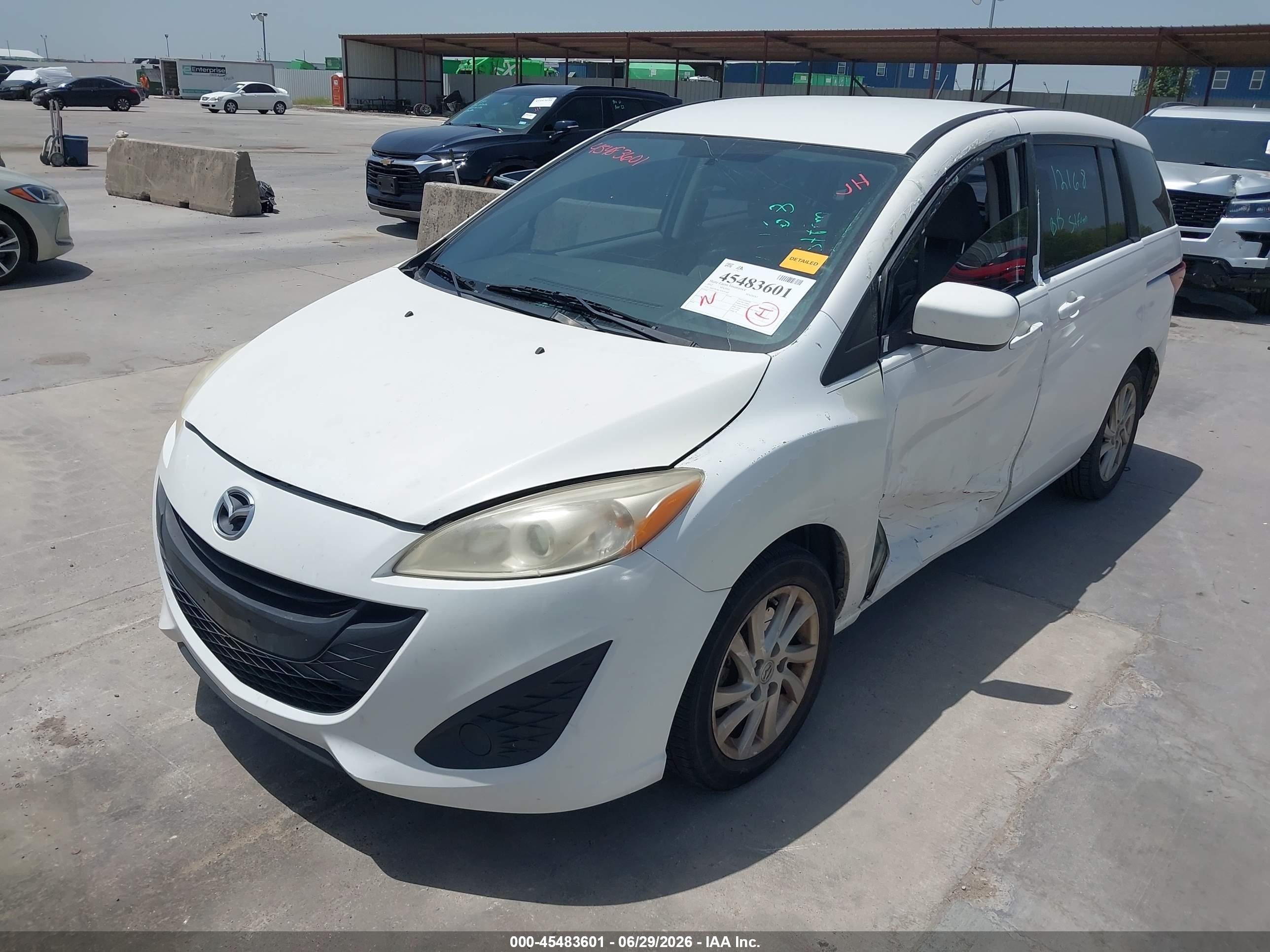2012 Mazda Mazda5 Sport White vin: JM1CW2BL7C0105461