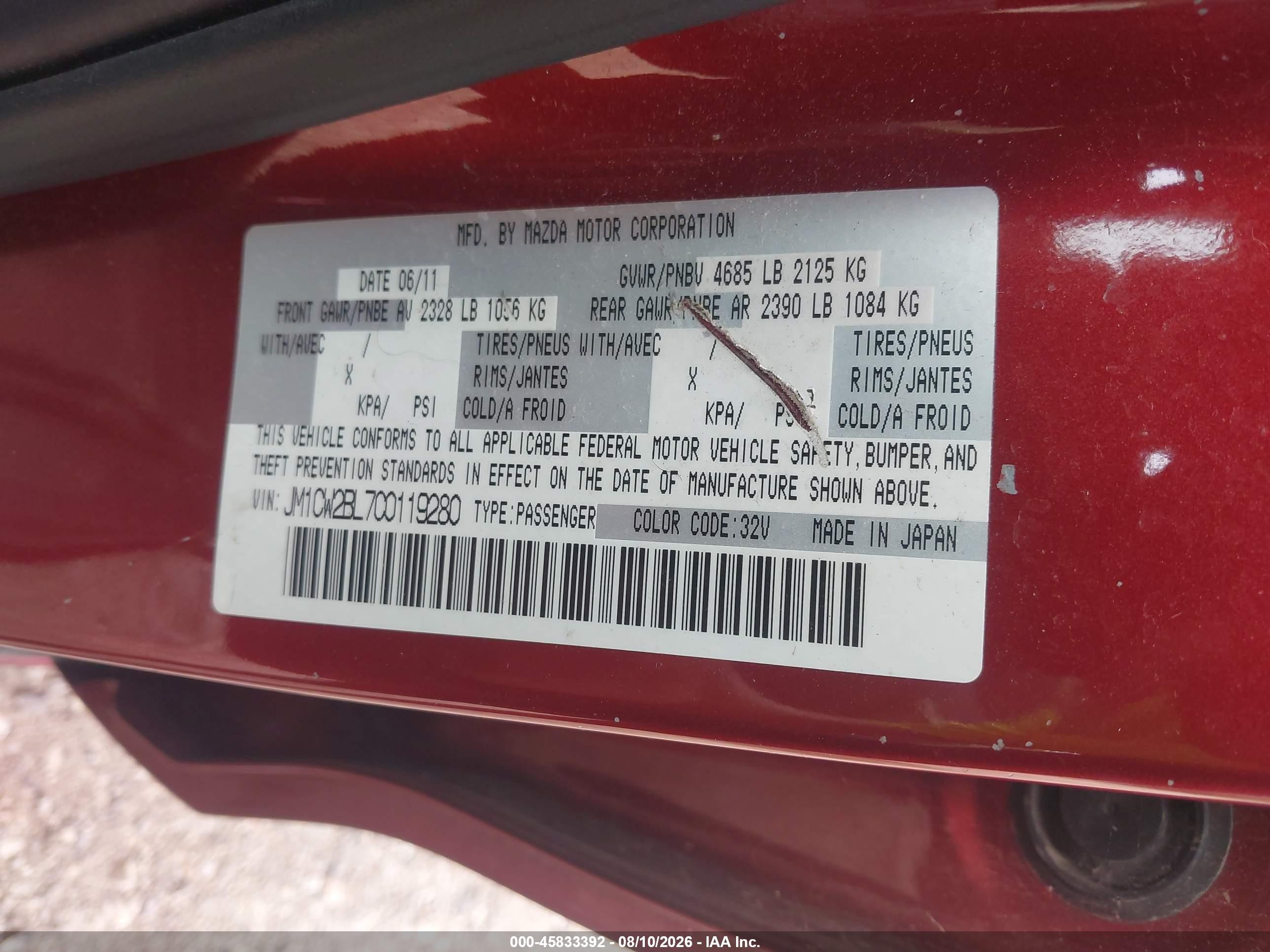 2012 Mazda Mazda5 Sport Red vin: JM1CW2BL7C0119280
