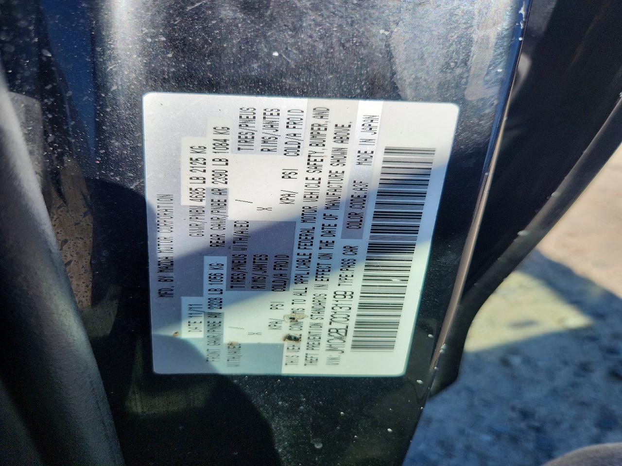 2012 Mazda 5 Black vin: JM1CW2BL7C0131199