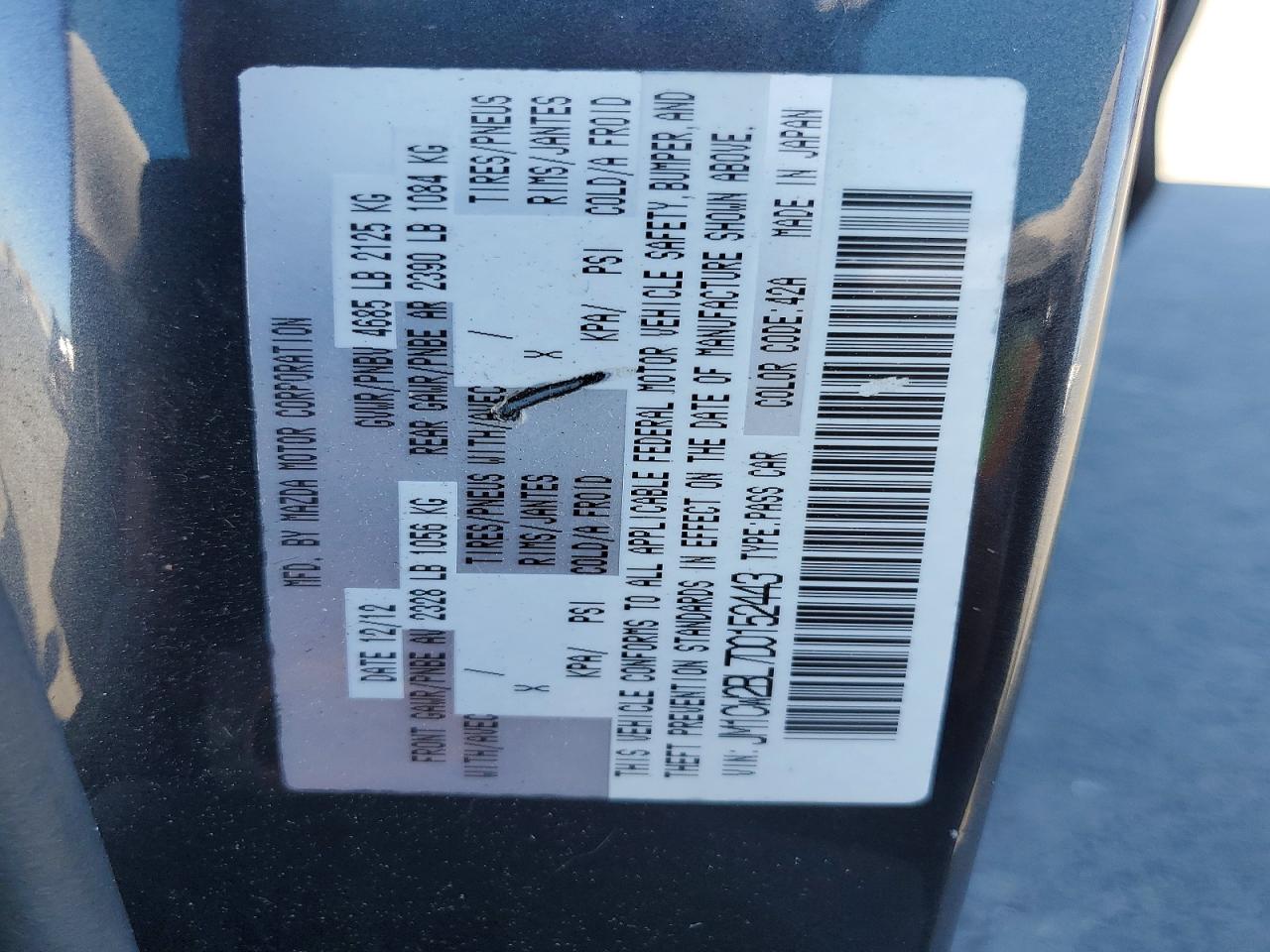 2013 Mazda 5 Black vin: JM1CW2BL7D0152443