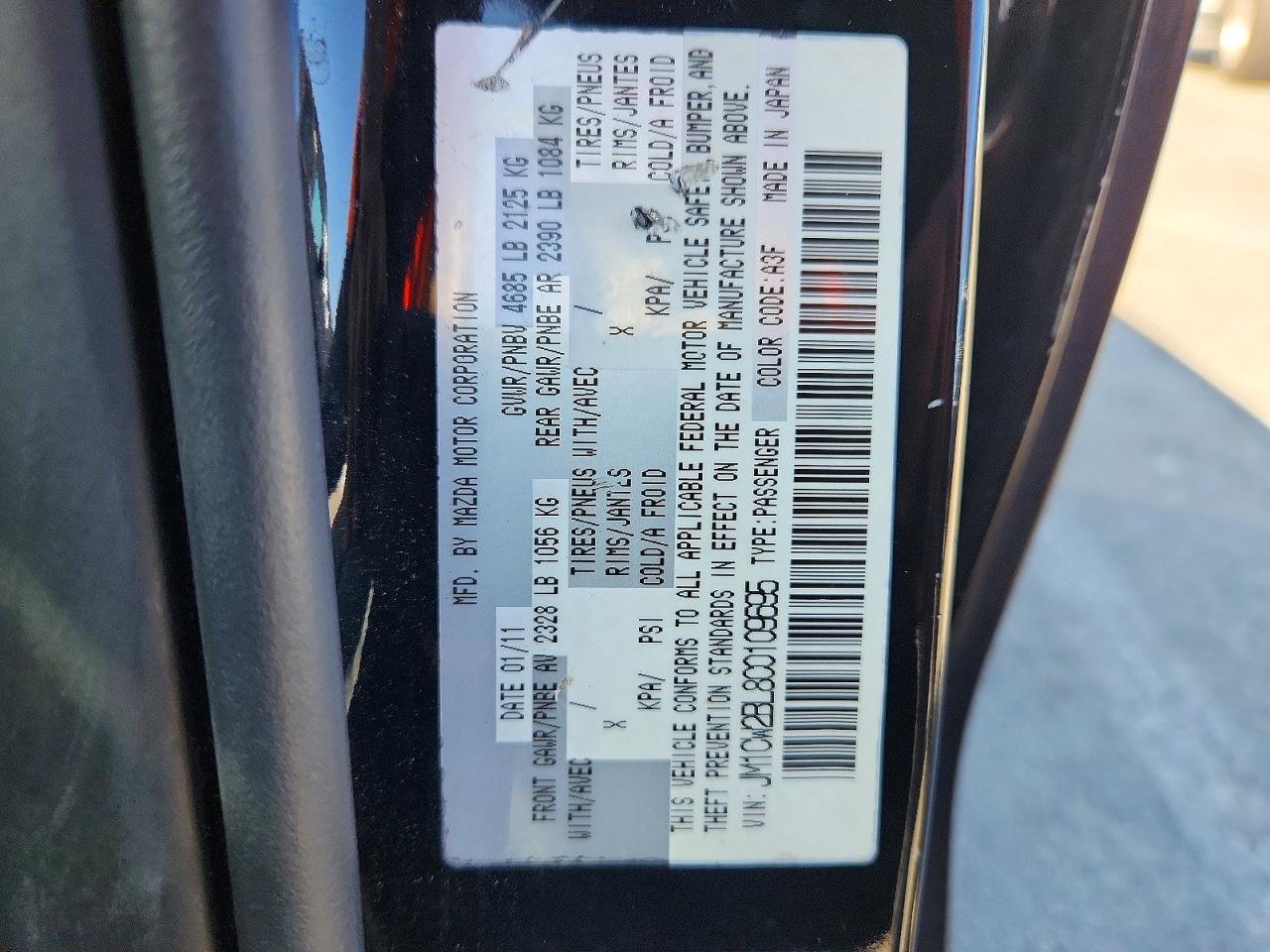 2012 Mazda 5 Black vin: JM1CW2BL8C0109695