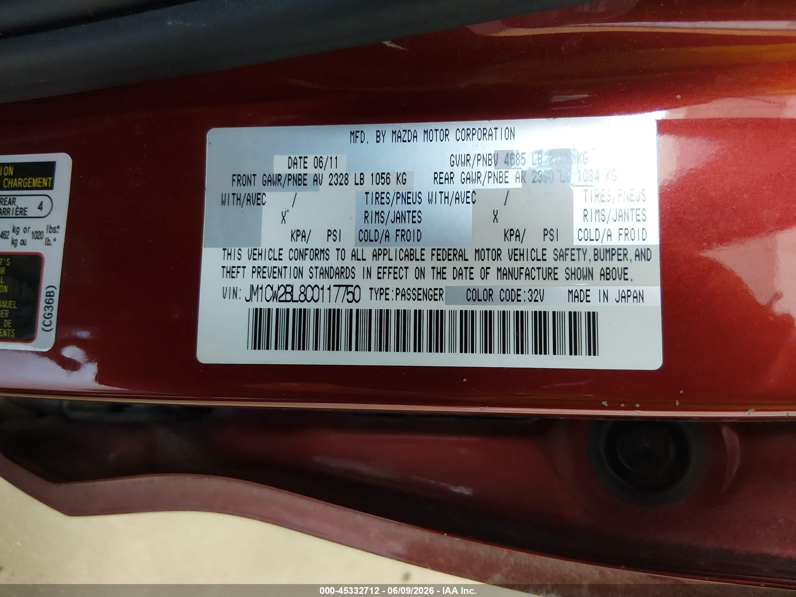 2012 Mazda Mazda5 Sport Burgundy vin: JM1CW2BL8C0117750