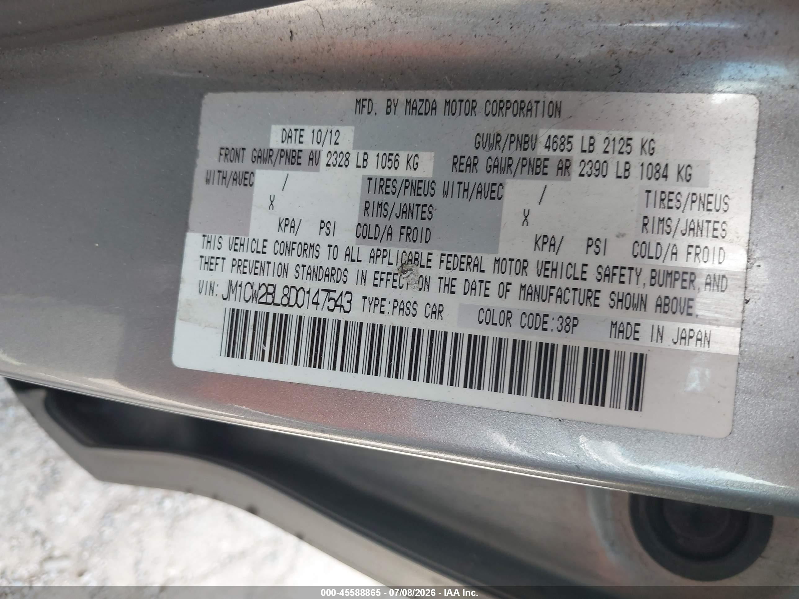 2013 Mazda Mazda5 Sport Silver vin: JM1CW2BL8D0147543