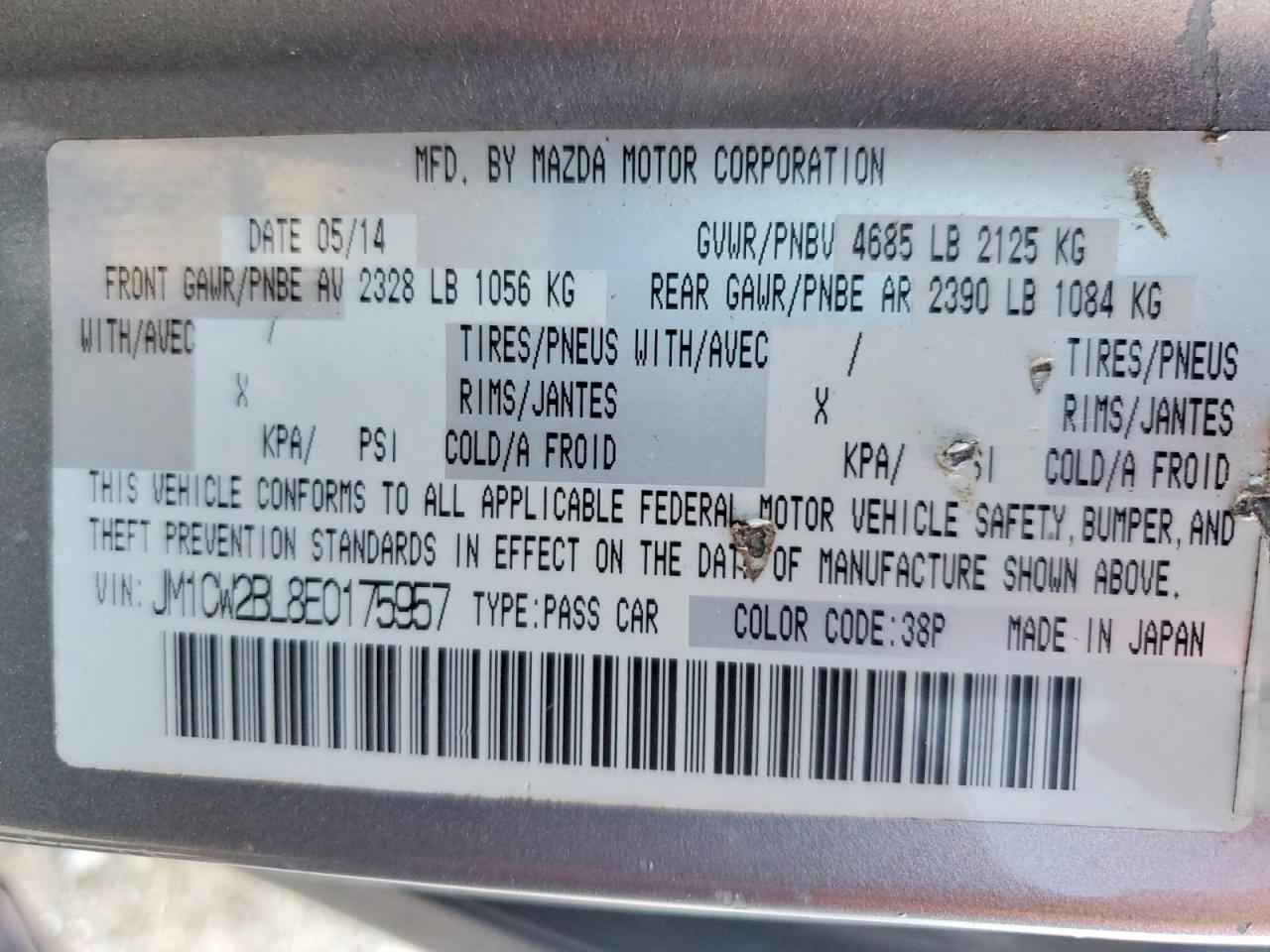 2014 Mazda 5 Sport Silver vin: JM1CW2BL8E0175957