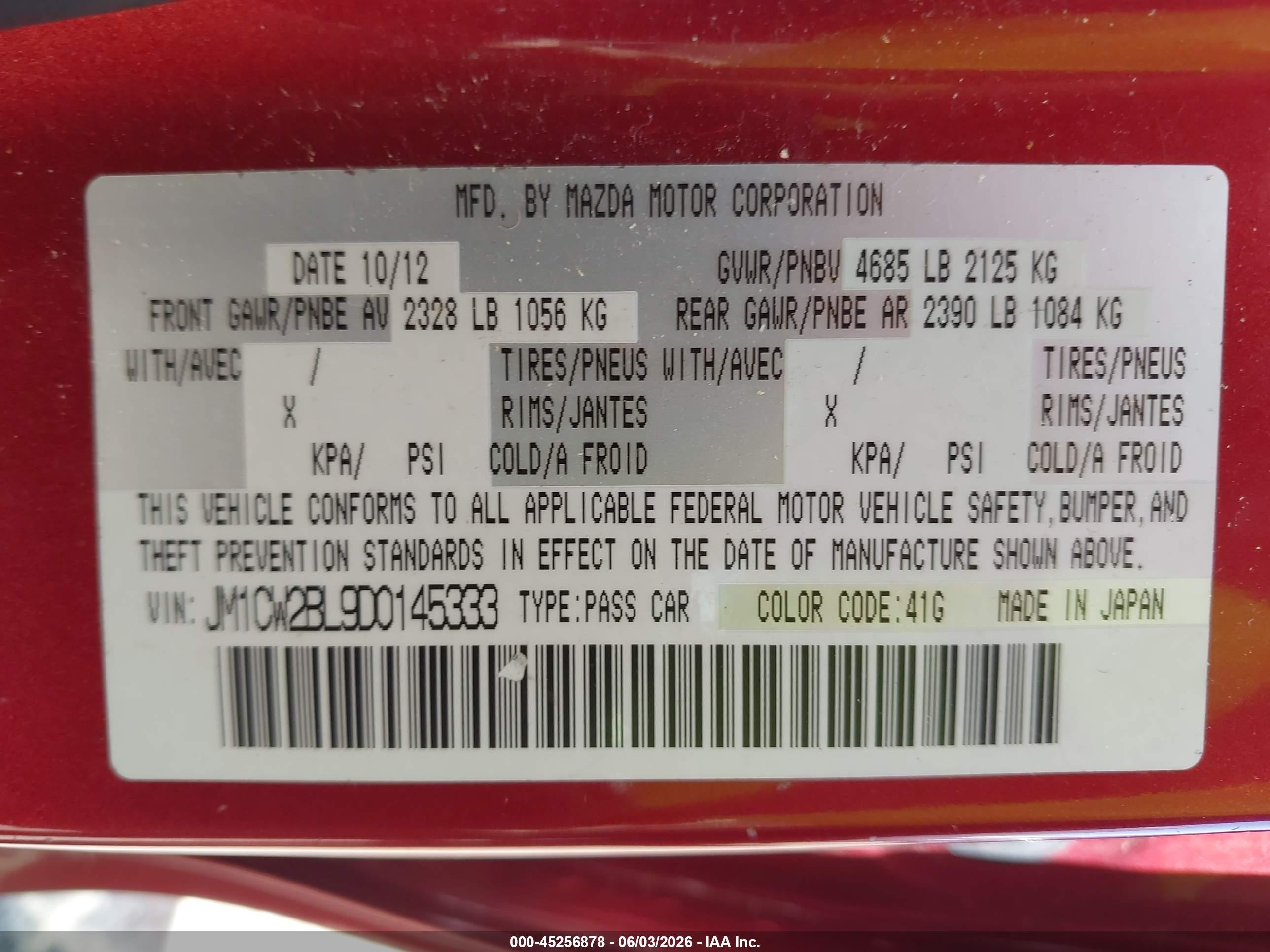 2013 Mazda Mazda5 Sport Red vin: JM1CW2BL9D0145333