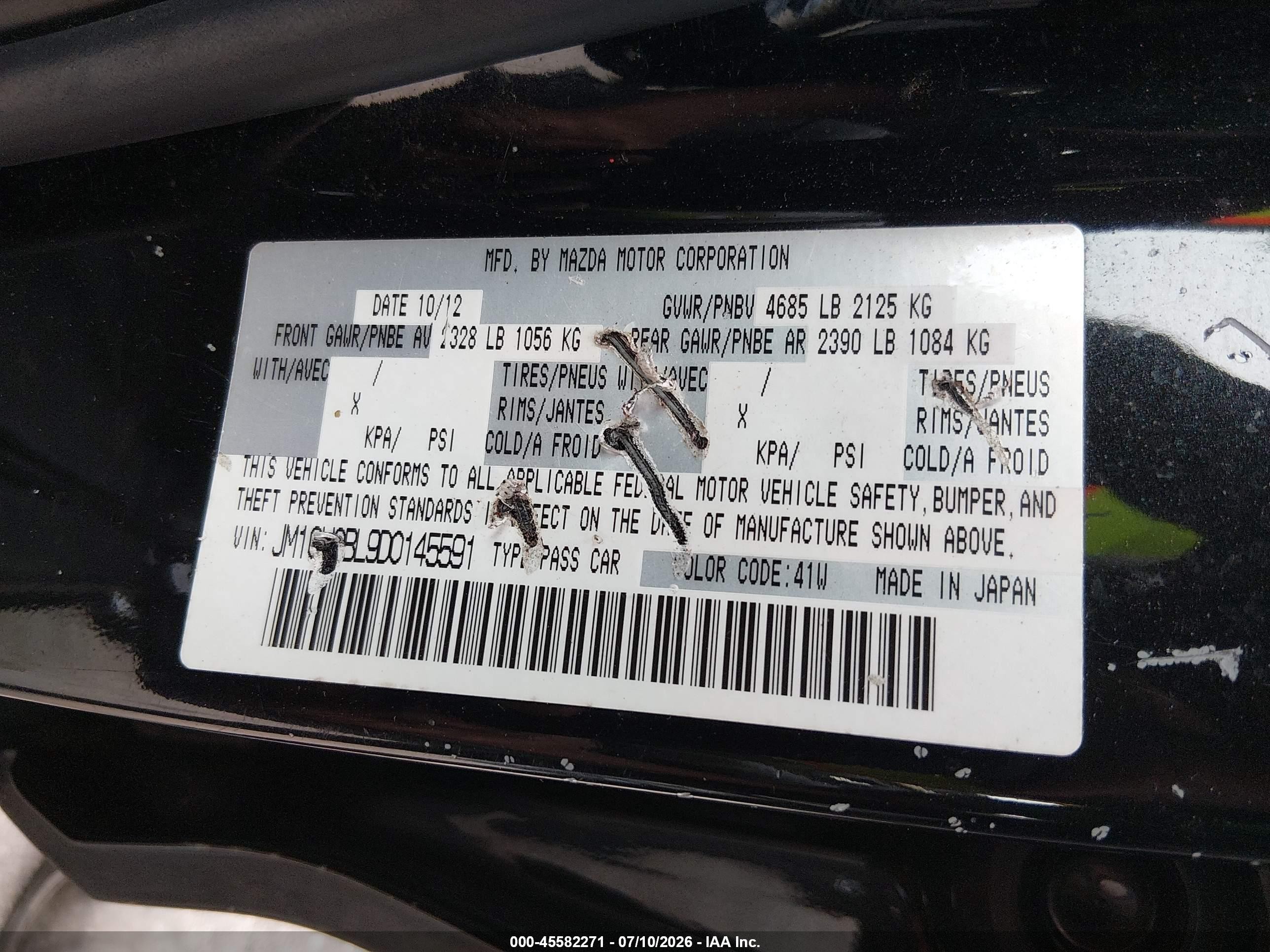 2013 Mazda Mazda5 Sport Black vin: JM1CW2BL9D0145591