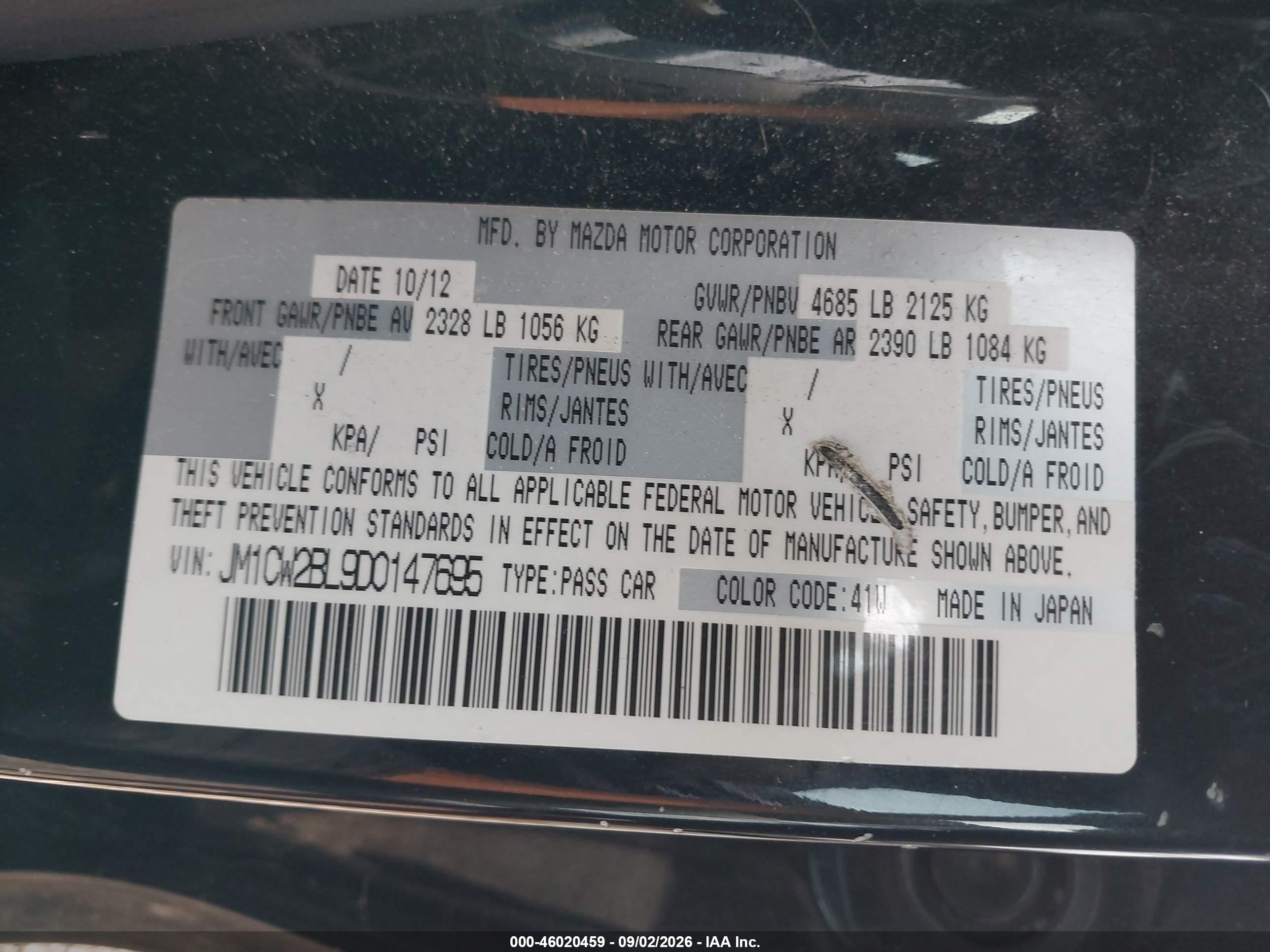 2013 Mazda Mazda5 Sport Black vin: JM1CW2BL9D0147695