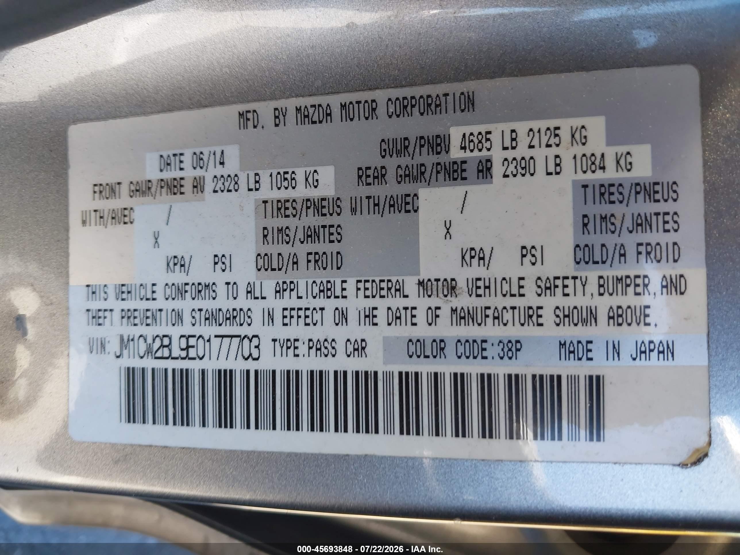 2014 Mazda Mazda5 Sport Silver vin: JM1CW2BL9E0177703