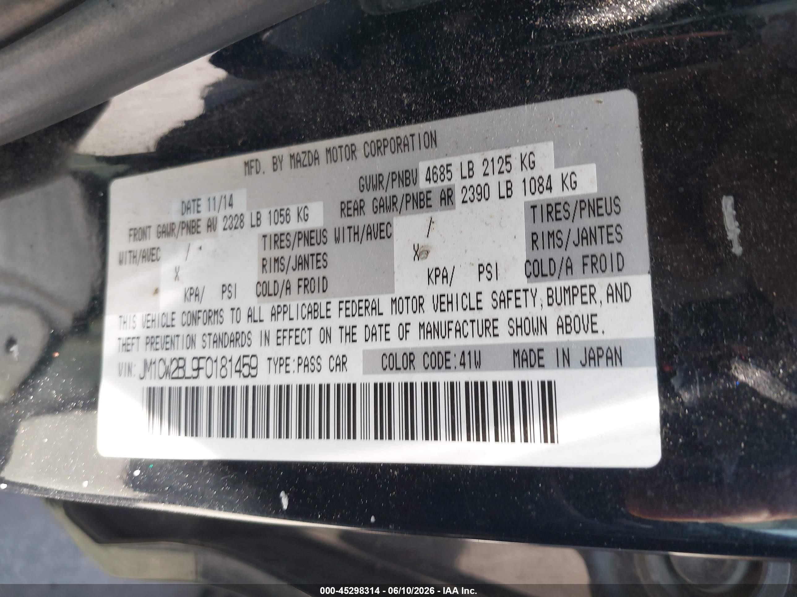 2015 Mazda Mazda5 Sport Black vin: JM1CW2BL9F0181459