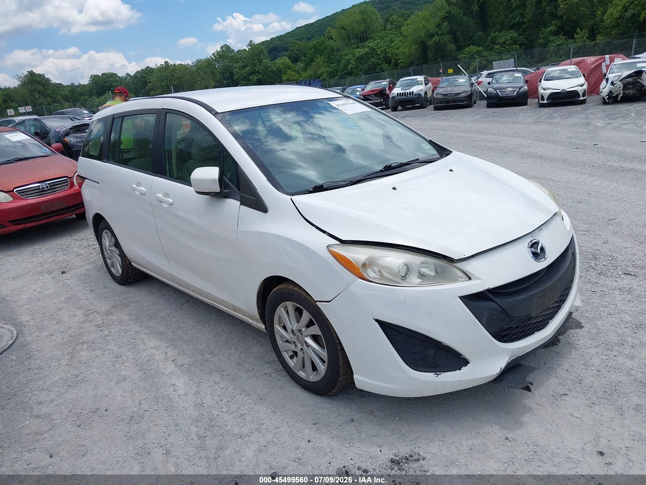 2012 Mazda Mazda5 Sport White vin: JM1CW2BLXC0128491