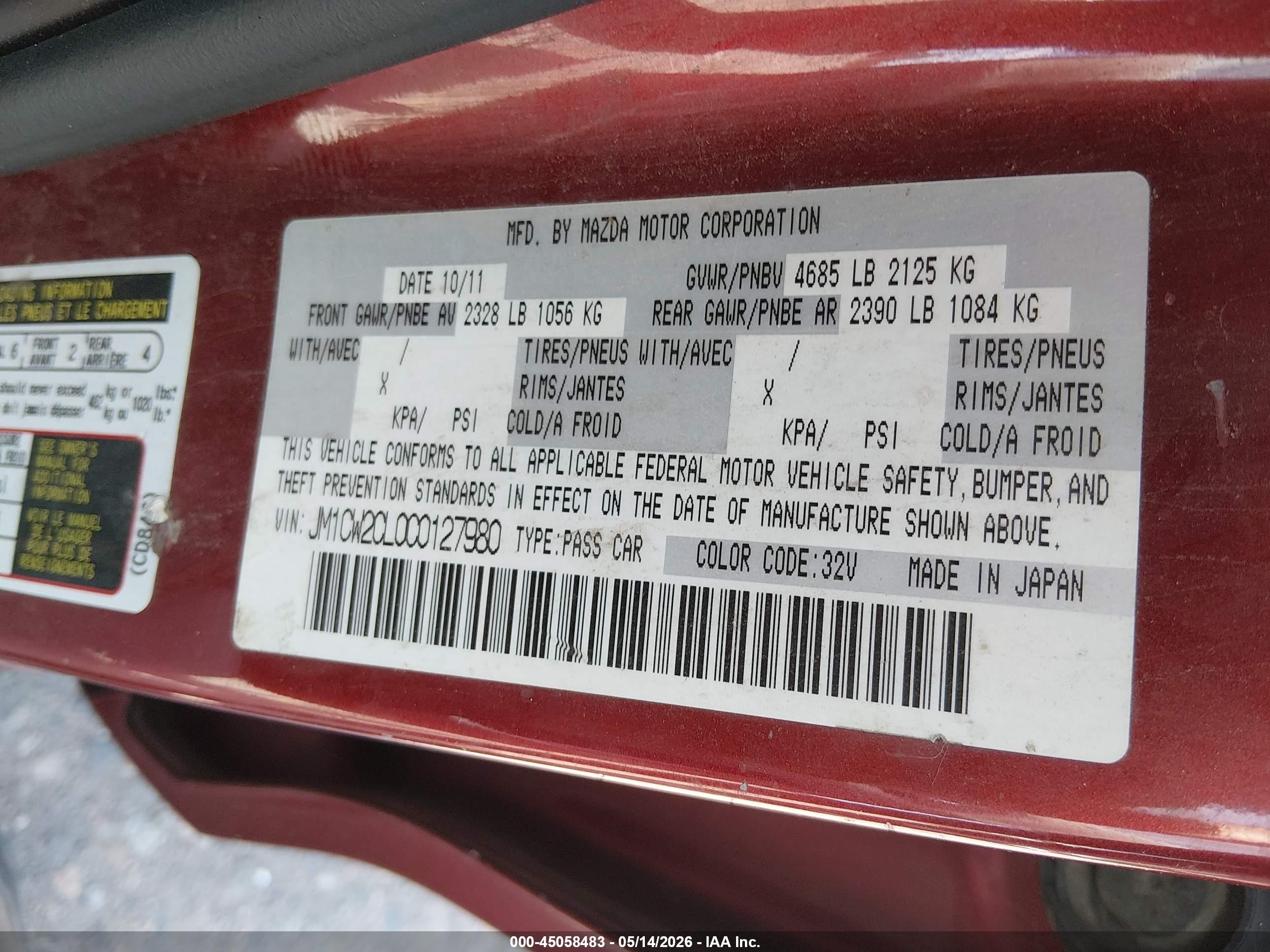 2012 Mazda Mazda5 Touring Red vin: JM1CW2CL0C0127980