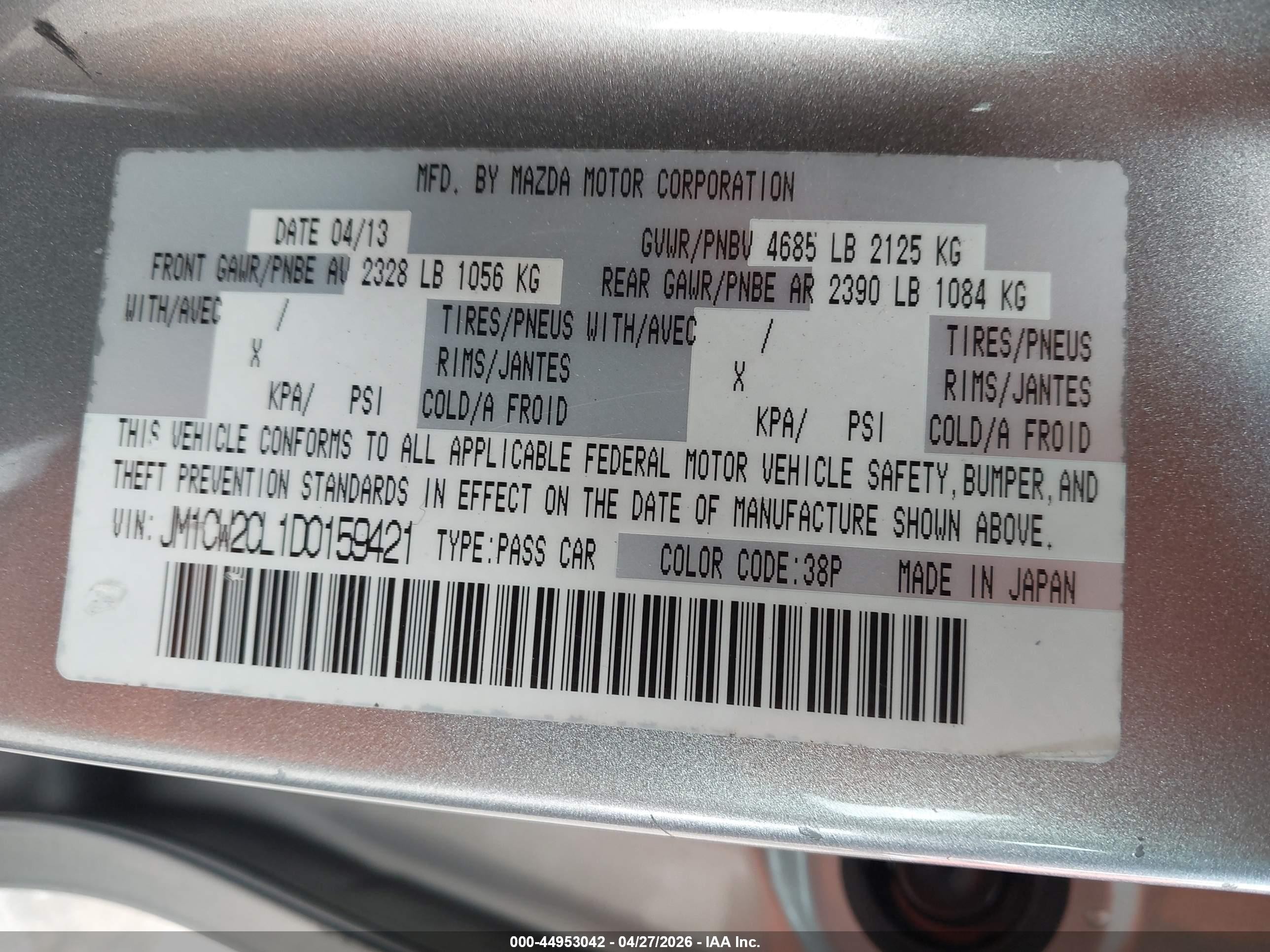 2013 Mazda Mazda5 Touring Silver vin: JM1CW2CL1D0159421