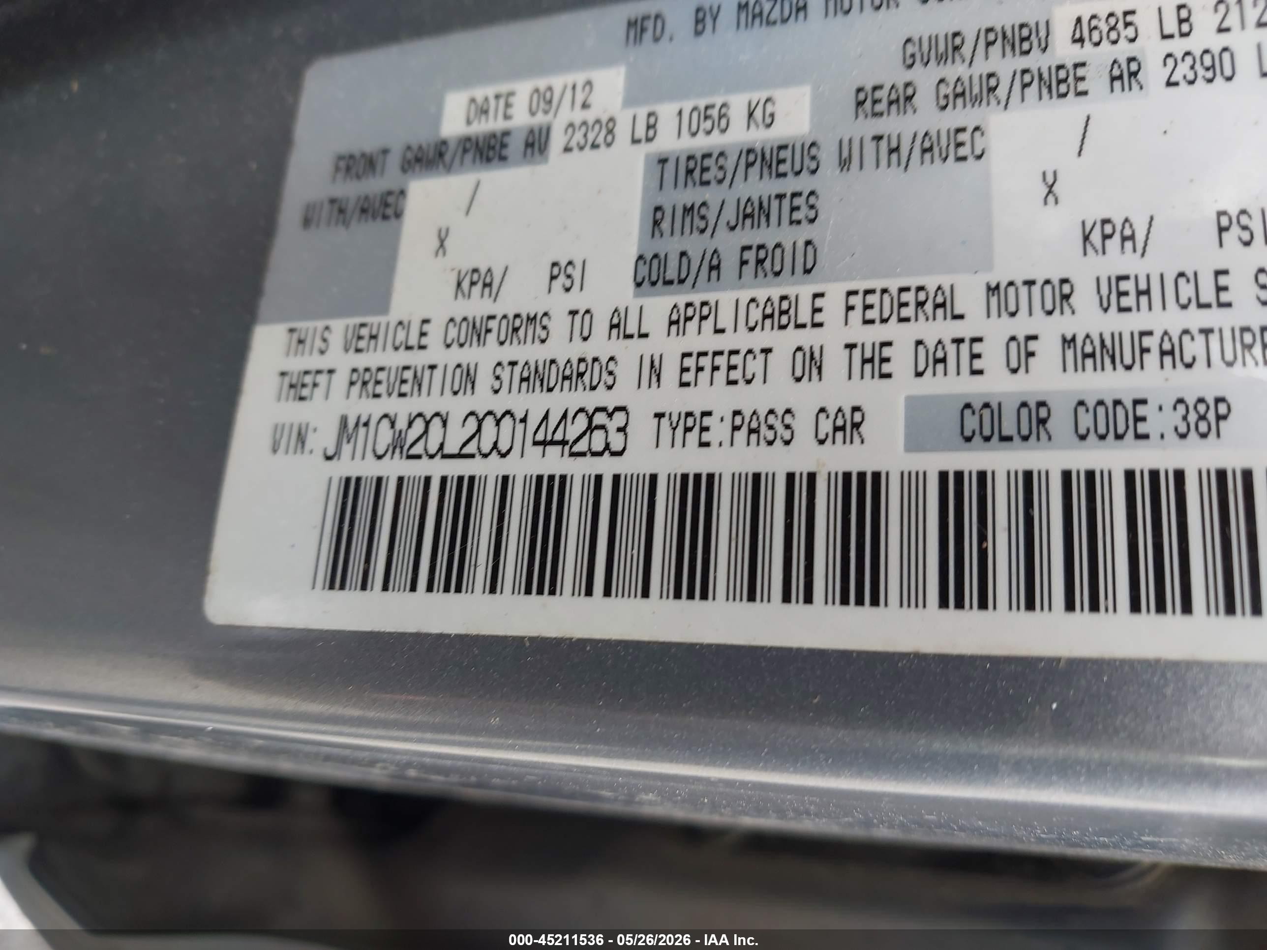 2012 Mazda Mazda5 Touring Gray vin: JM1CW2CL2C0144263