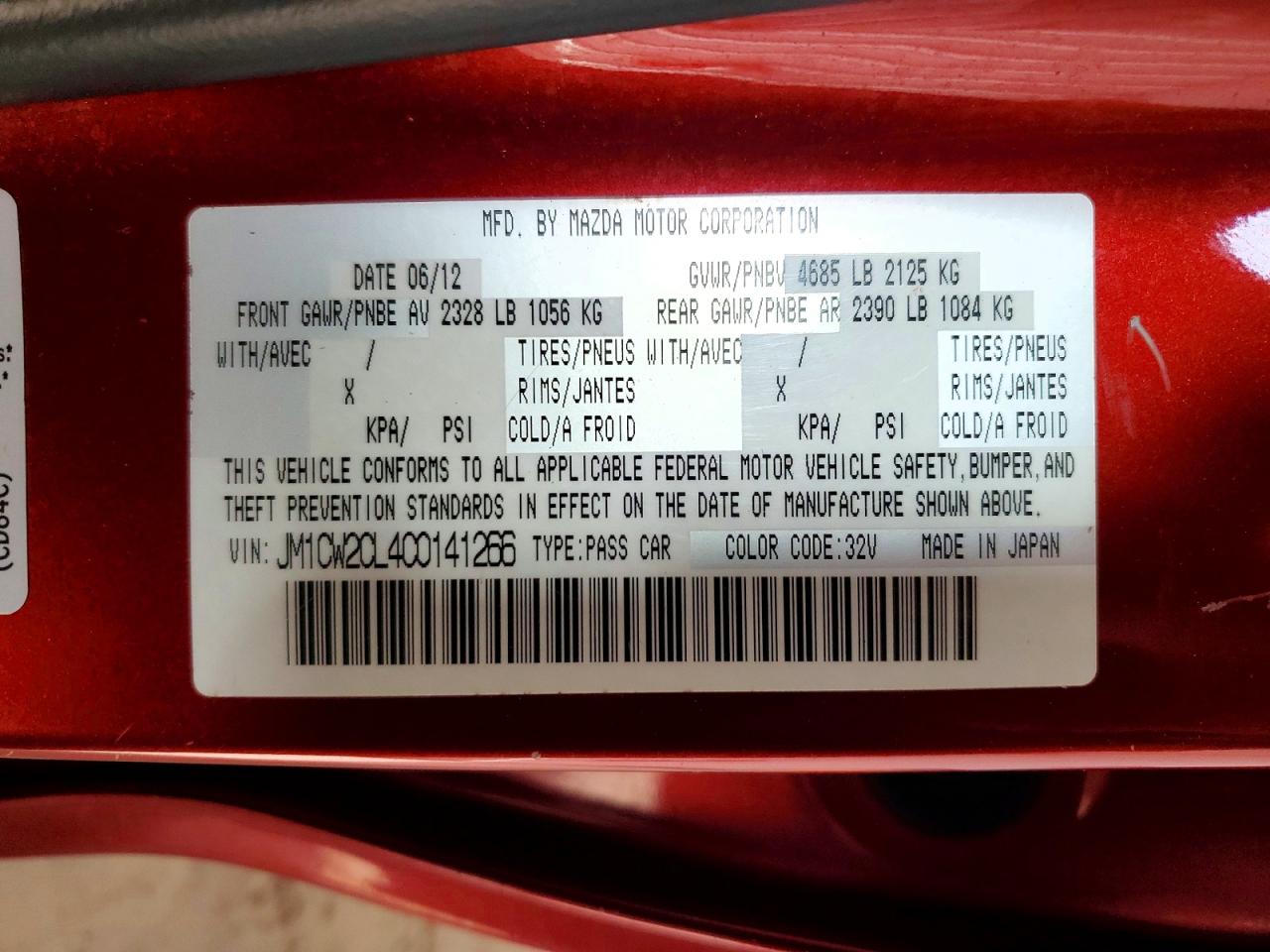 2012 Mazda 5 Red vin: JM1CW2CL4C0141266