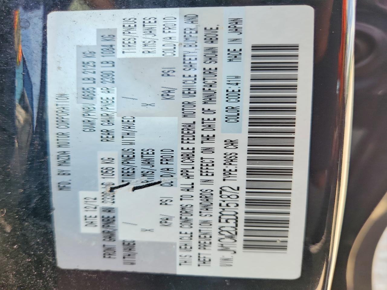 2013 Mazda 5 Black vin: JM1CW2CL5D0151872