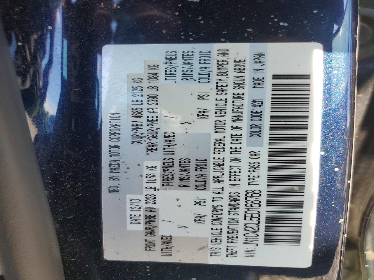 2014 Mazda 5 Touring Синий vin: JM1CW2CL5E0168768