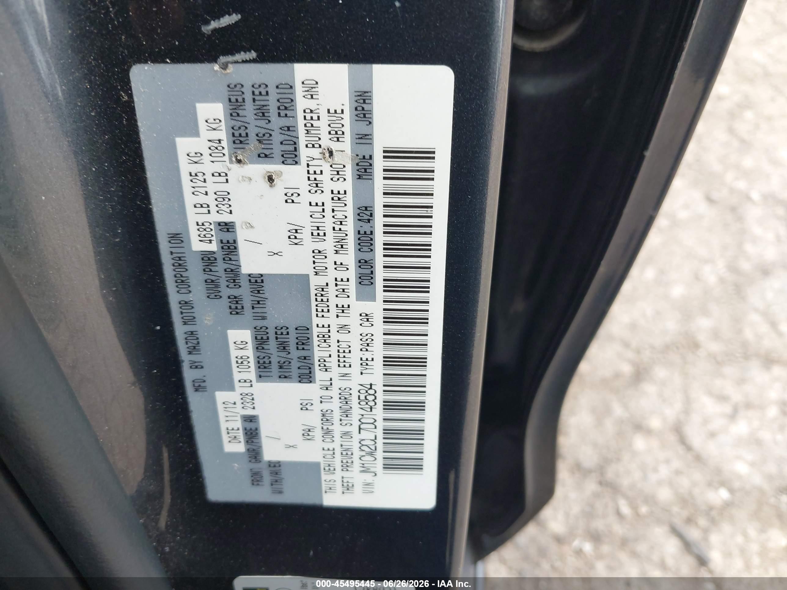 2013 Mazda Mazda5 Touring Gray vin: JM1CW2CL7D0148584