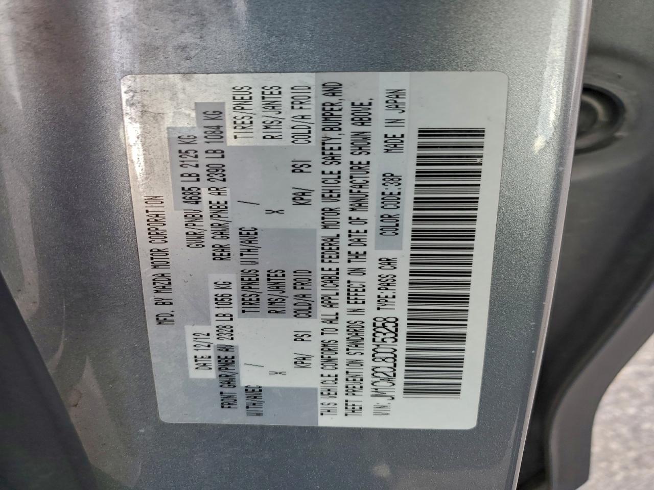 2013 Mazda 5 Silver vin: JM1CW2CL8D0153258