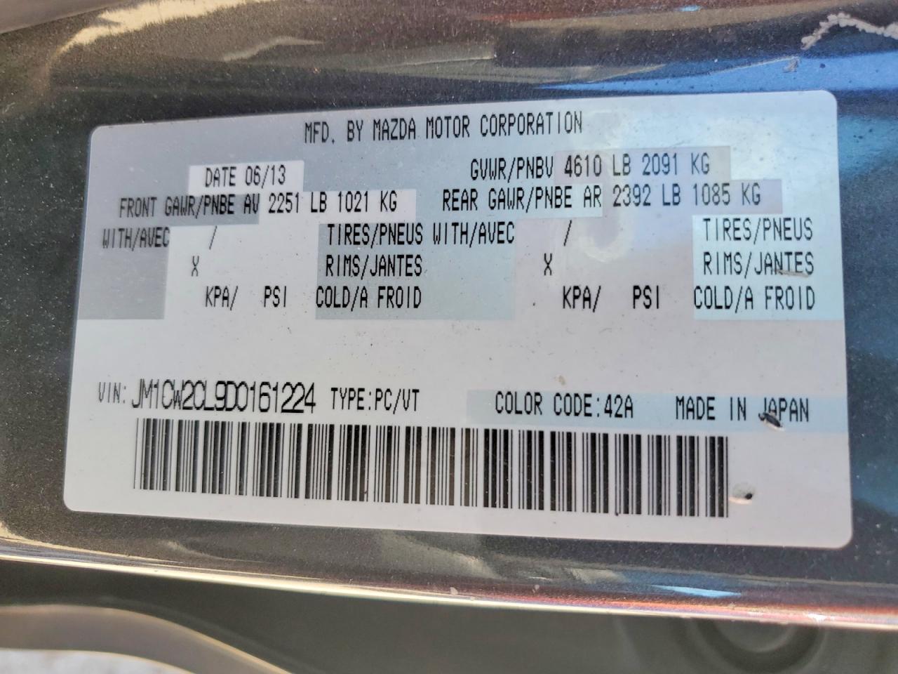 2013 Mazda 5 Gray vin: JM1CW2CL9D0161224