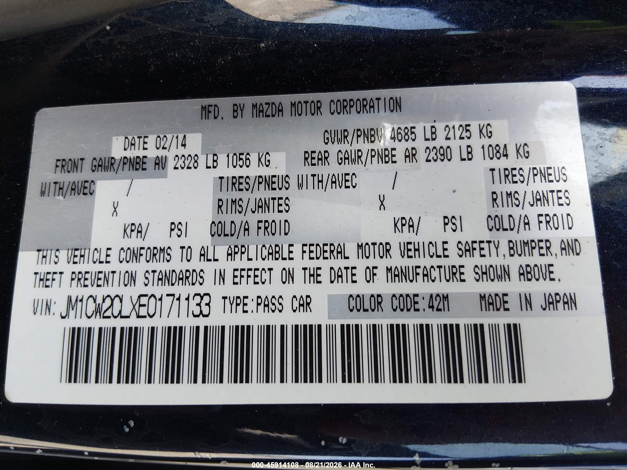 2014 Mazda Mazda5 Touring Dark Blue vin: JM1CW2CLXE0171133