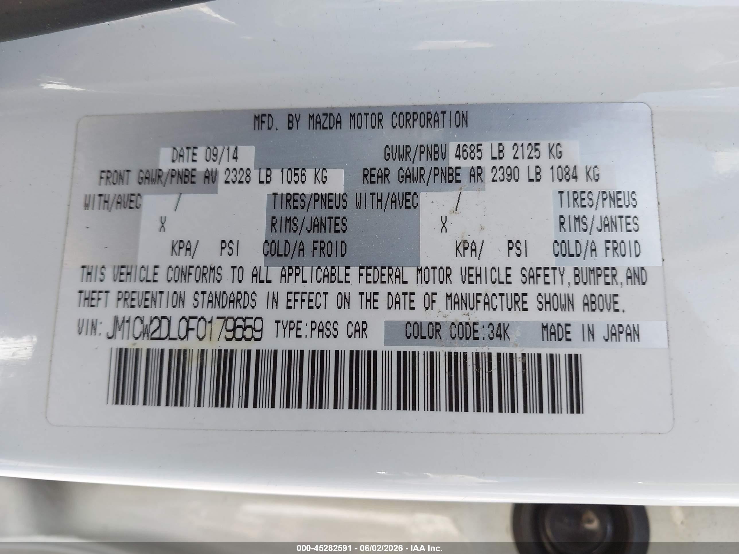 2015 Mazda Mazda5 Grand Touring White vin: JM1CW2DL0F0179659