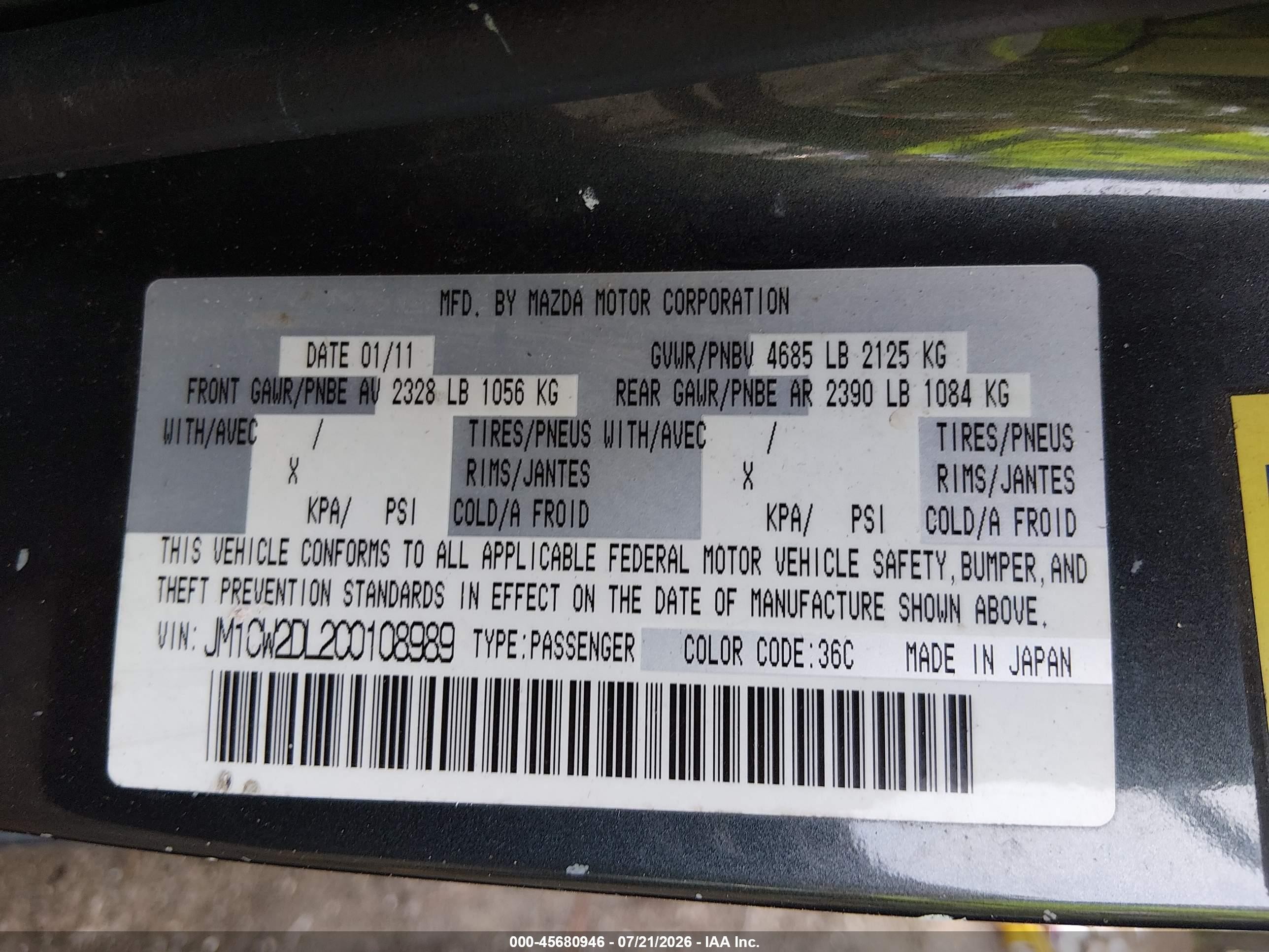 2012 Mazda Mazda5 Grand Touring Gray vin: JM1CW2DL2C0108989