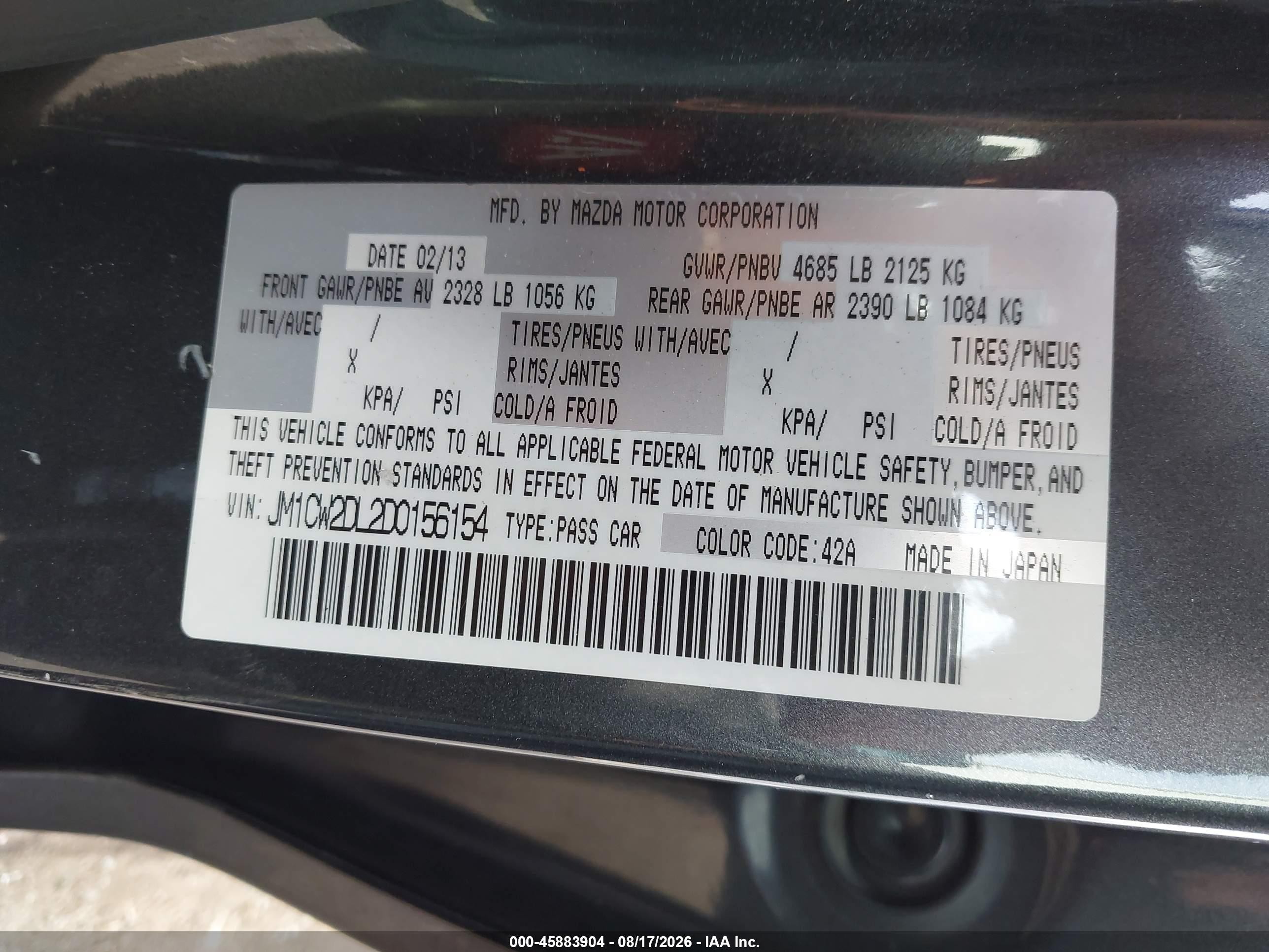 2013 Mazda Mazda5 Grand Touring Gray vin: JM1CW2DL2D0156154