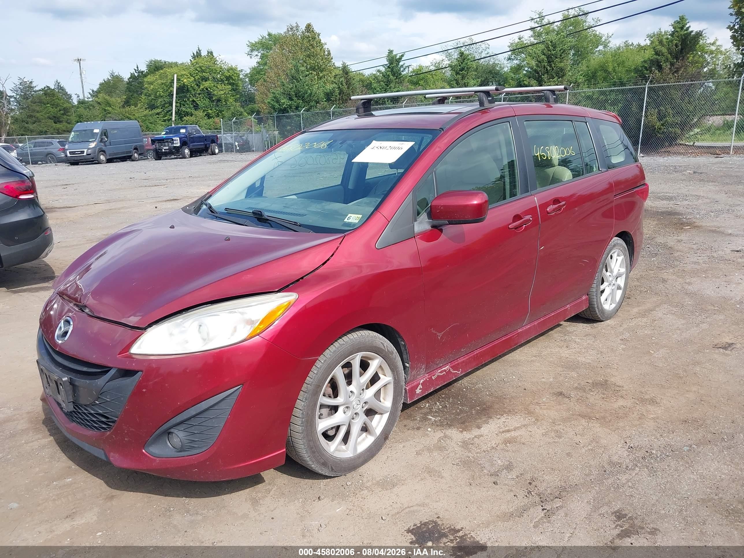 2012 Mazda Mazda5 Grand Touring Red vin: JM1CW2DL3C0130774
