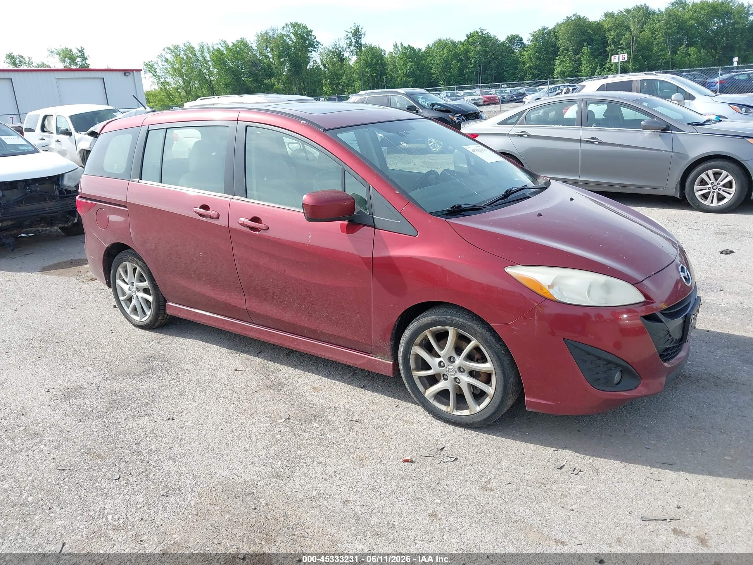 2012 Mazda Mazda5 Grand Touring Red vin: JM1CW2DL4C0138611