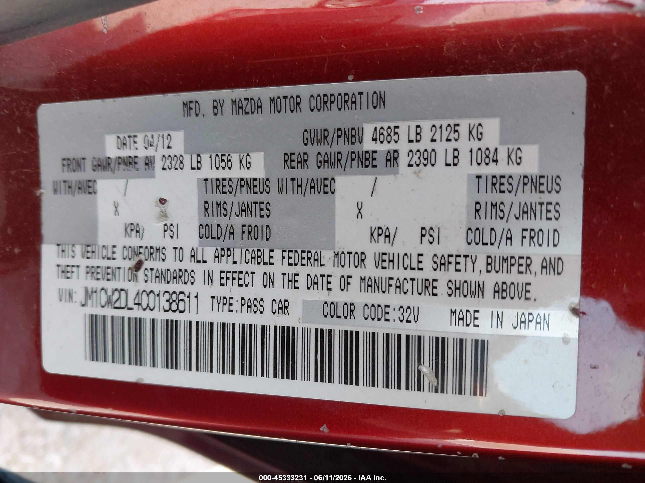 2012 Mazda Mazda5 Grand Touring Red vin: JM1CW2DL4C0138611