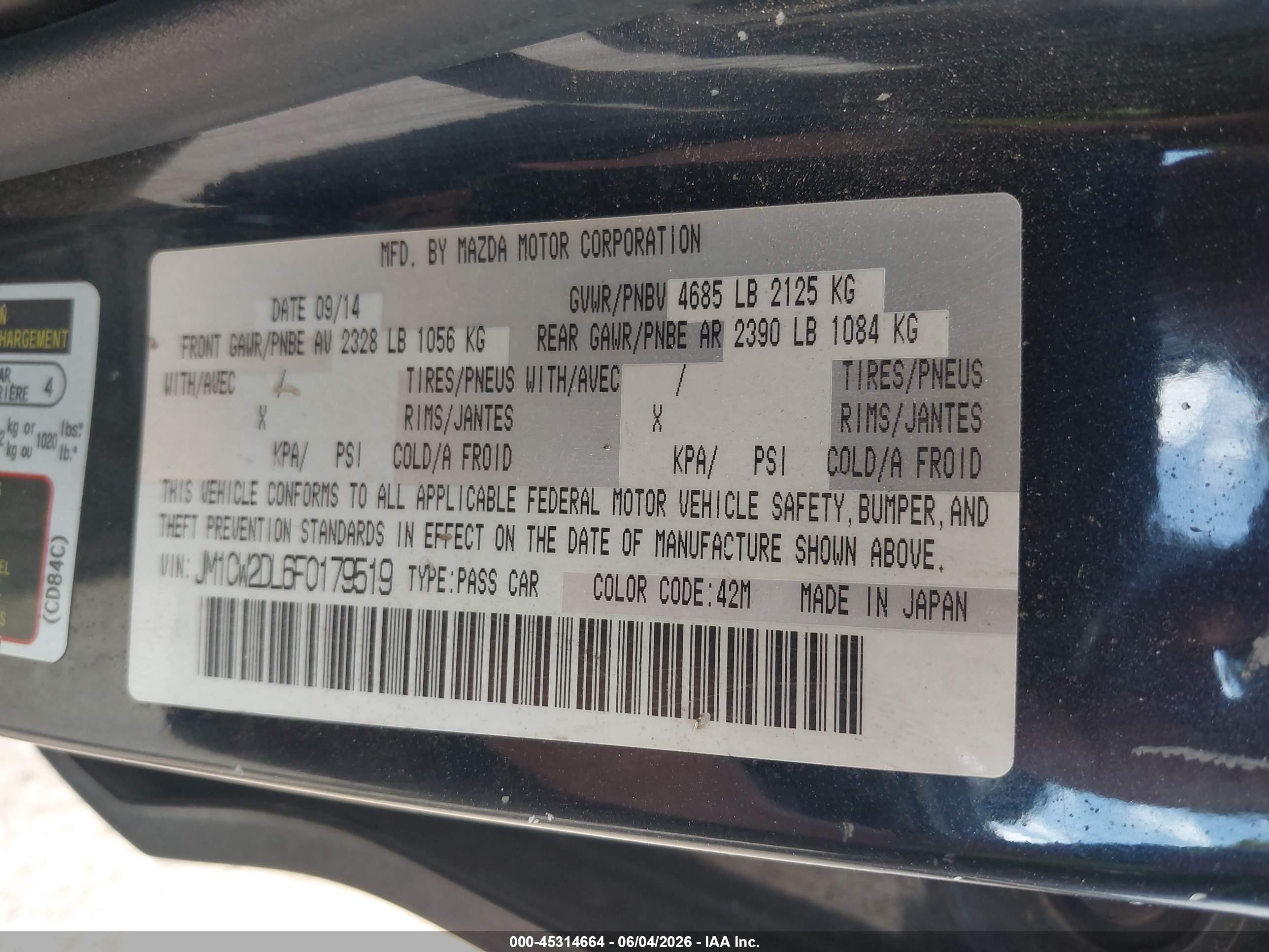 2015 Mazda Mazda5 Grand Touring Dark Blue vin: JM1CW2DL6F0179519