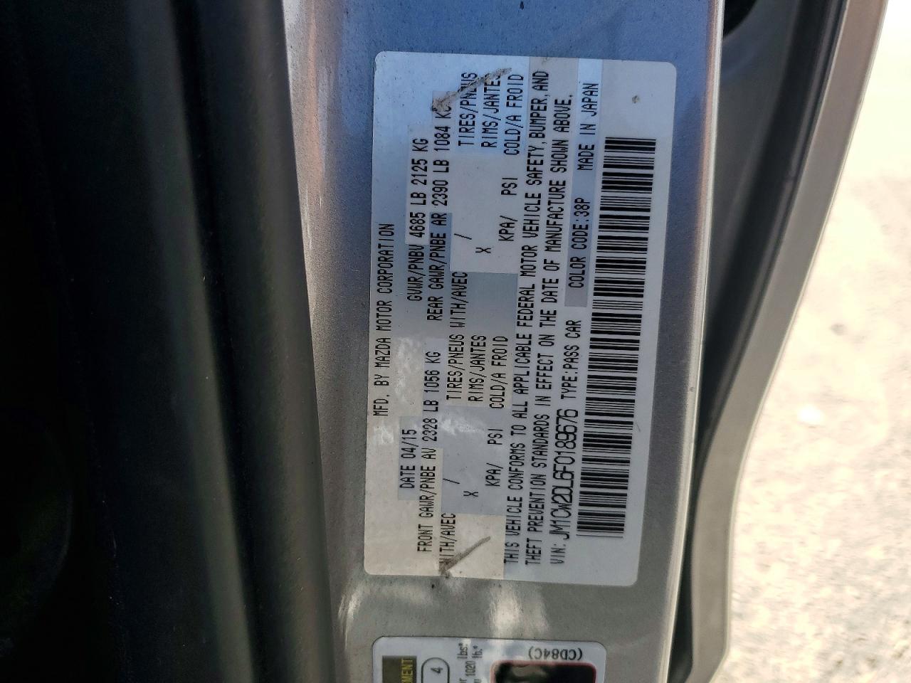2015 Mazda 5 Silver vin: JM1CW2DL6F0189676