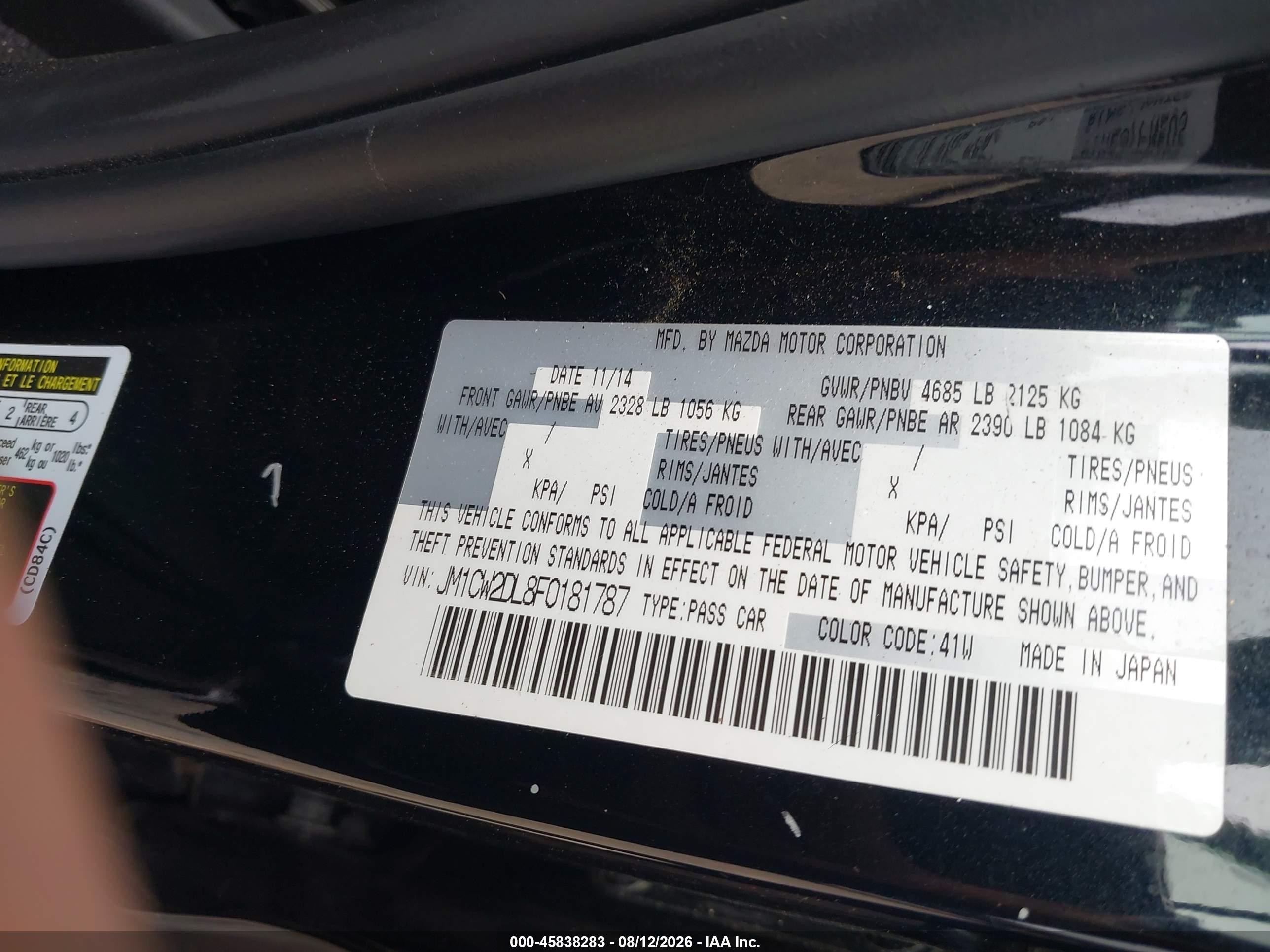 2015 Mazda Mazda5 Grand Touring Black vin: JM1CW2DL8F0181787