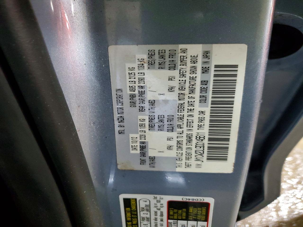 2013 Mazda 5 Blue vin: JM1CW2DL9D0146611