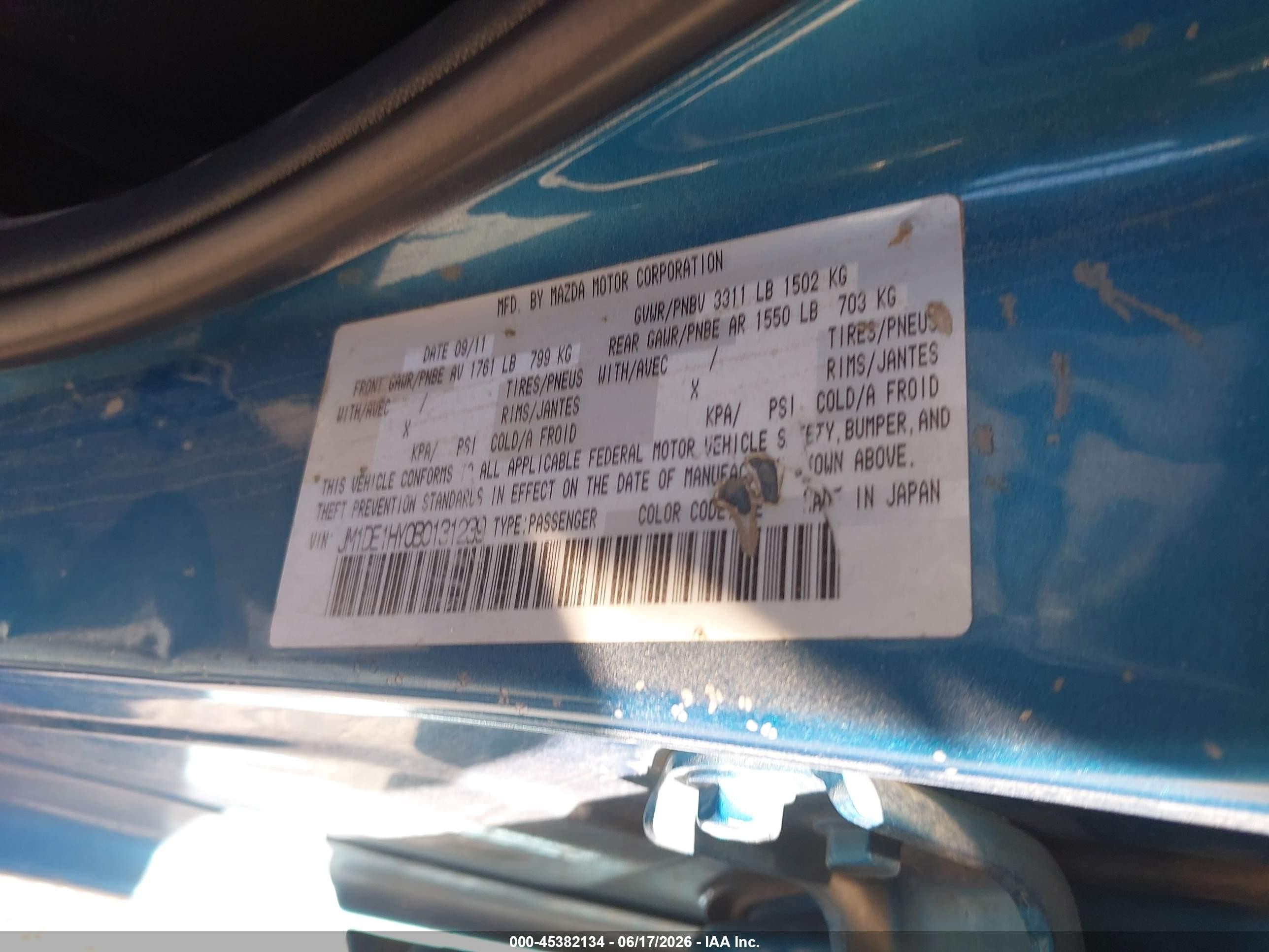 2011 Mazda Mazda2 Touring Blue vin: JM1DE1HY0B0131239