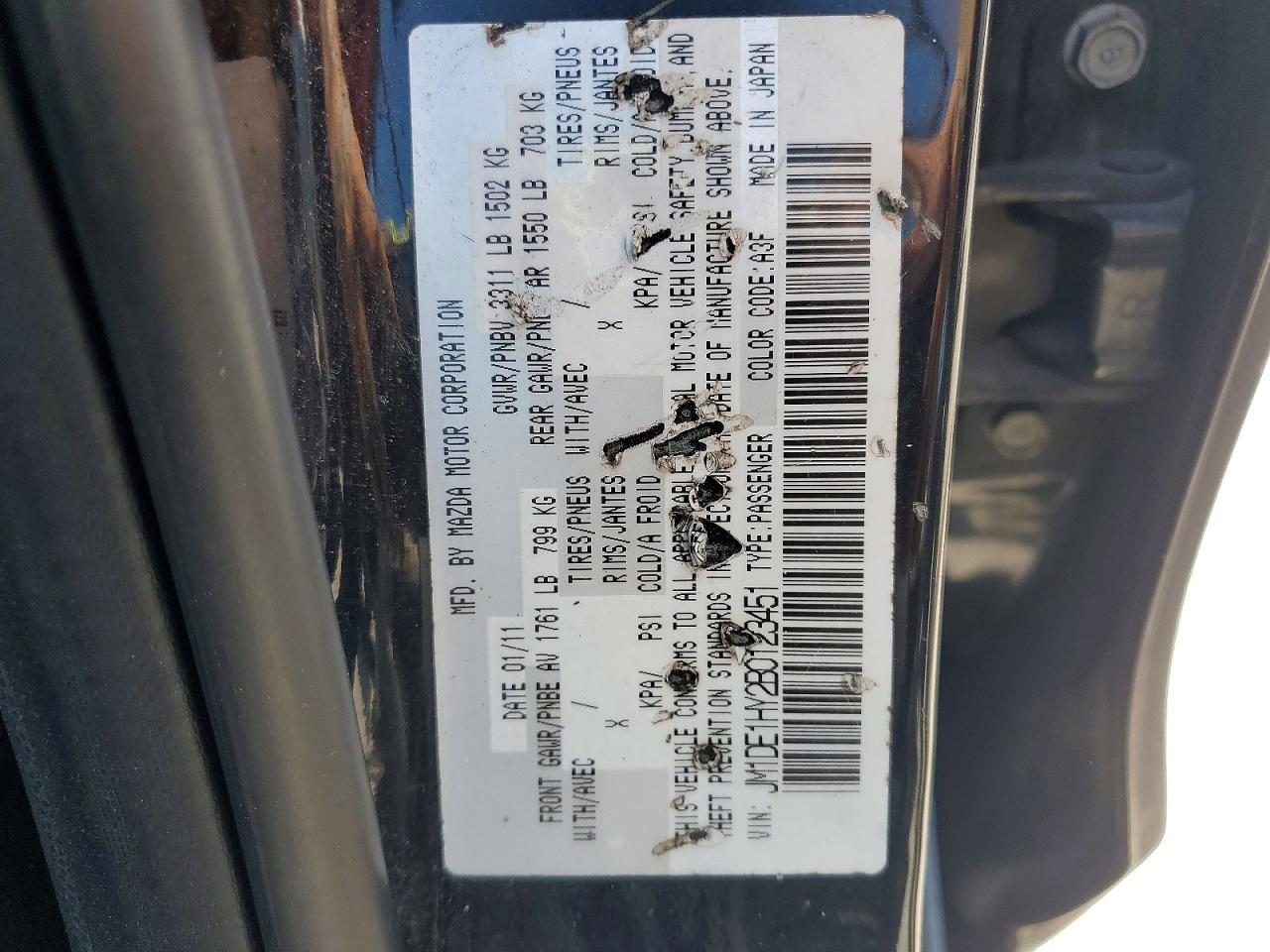 2011 Mazda Mazda2 Black vin: JM1DE1HY2B0123451