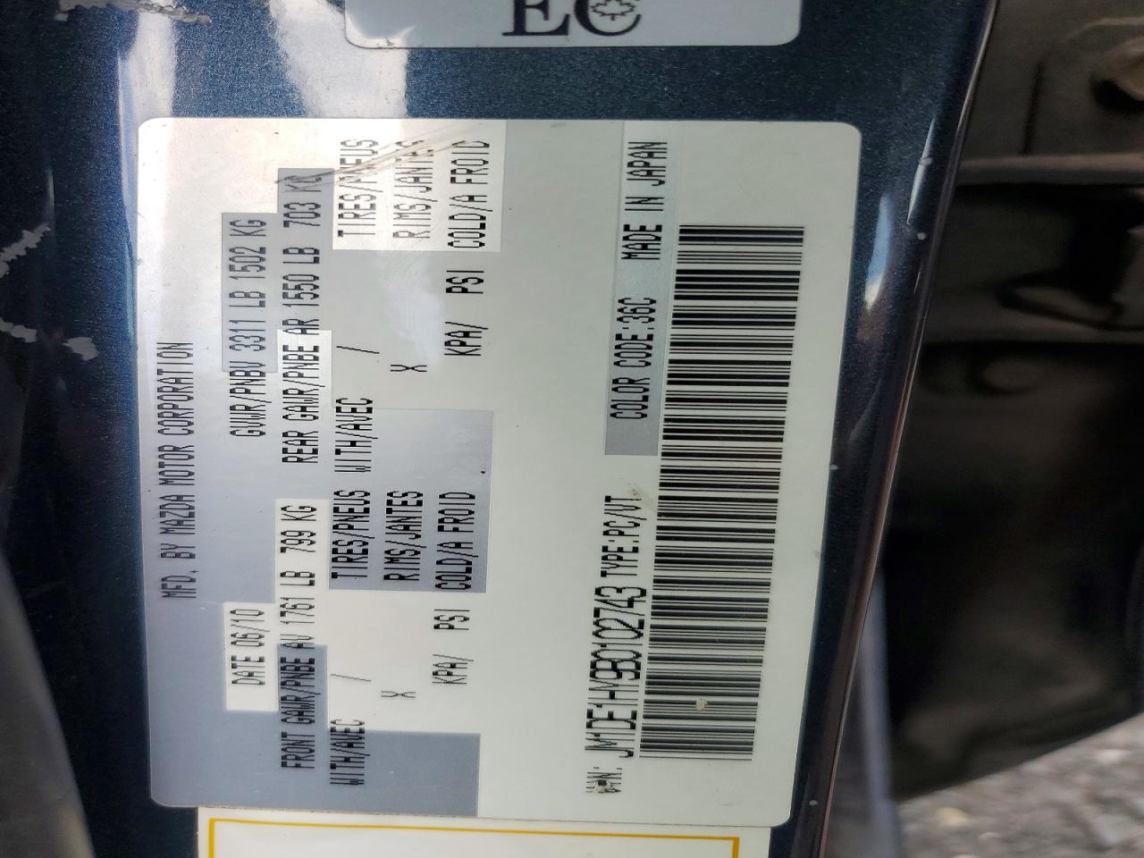 2011 Mazda Mazda2 Blue vin: JM1DE1HY9B0102743