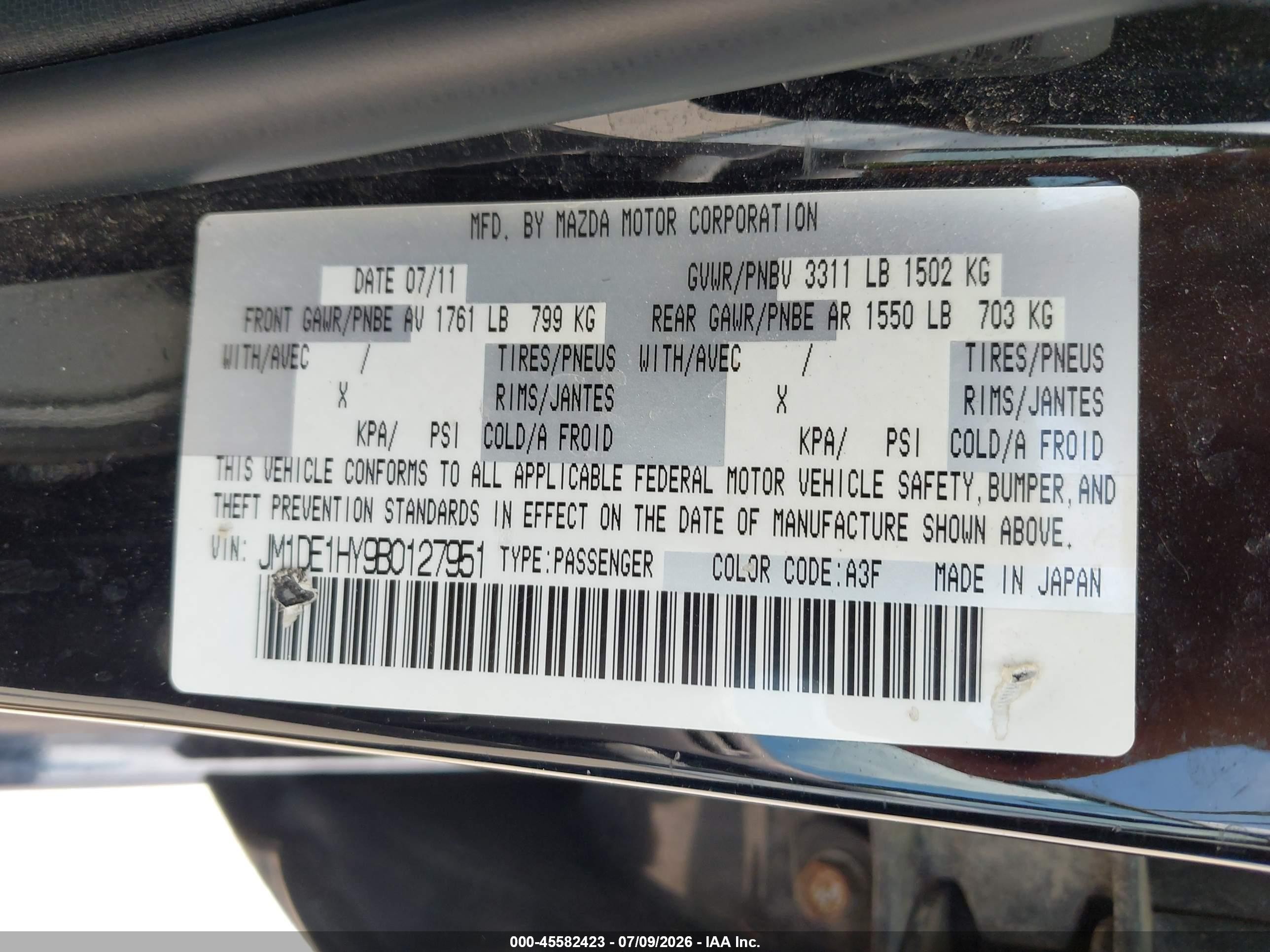 2011 Mazda Mazda2 Touring Black vin: JM1DE1HY9B0127951