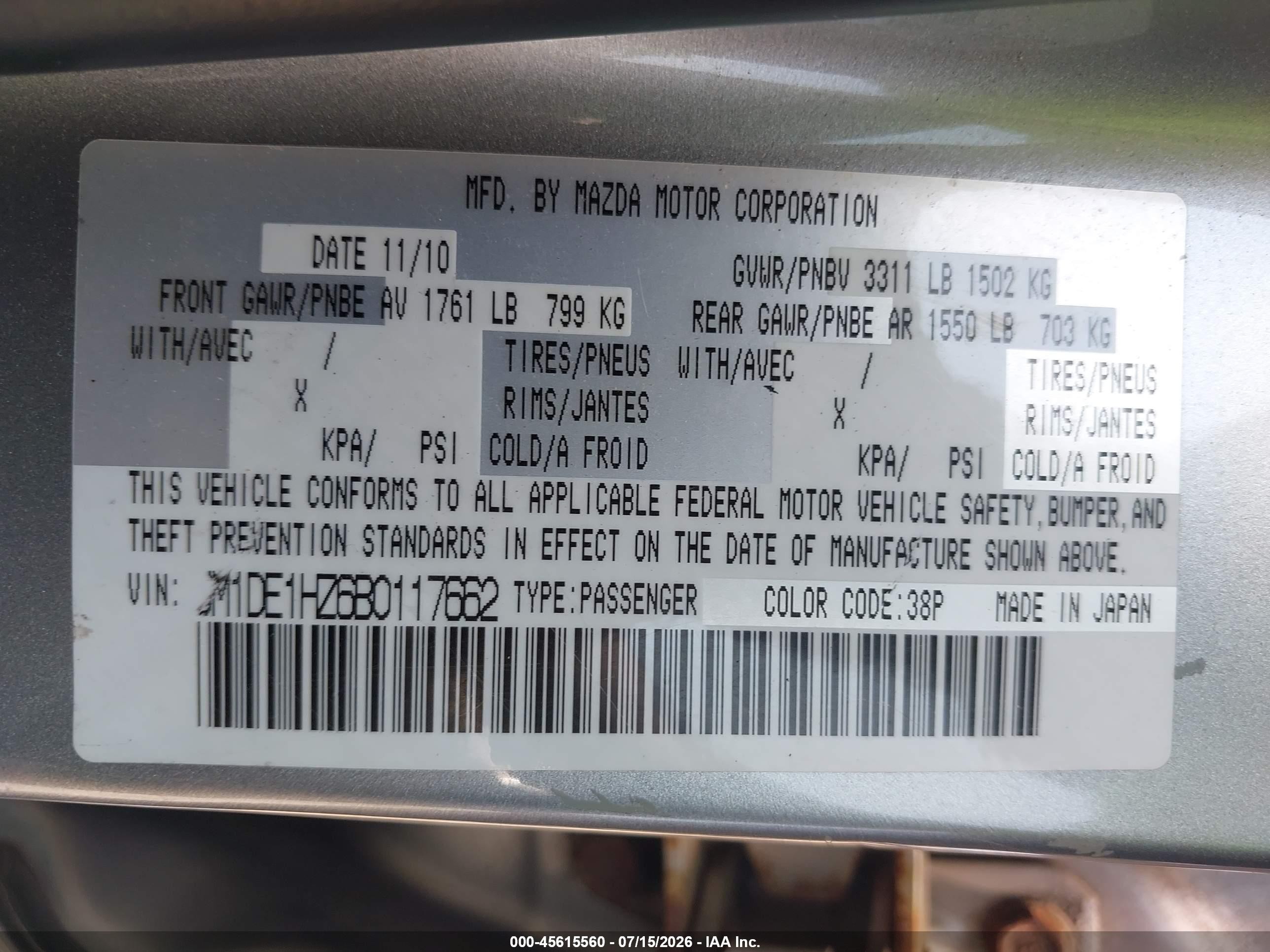 2011 Mazda Mazda2 Touring Silver vin: JM1DE1HZ6B0117662