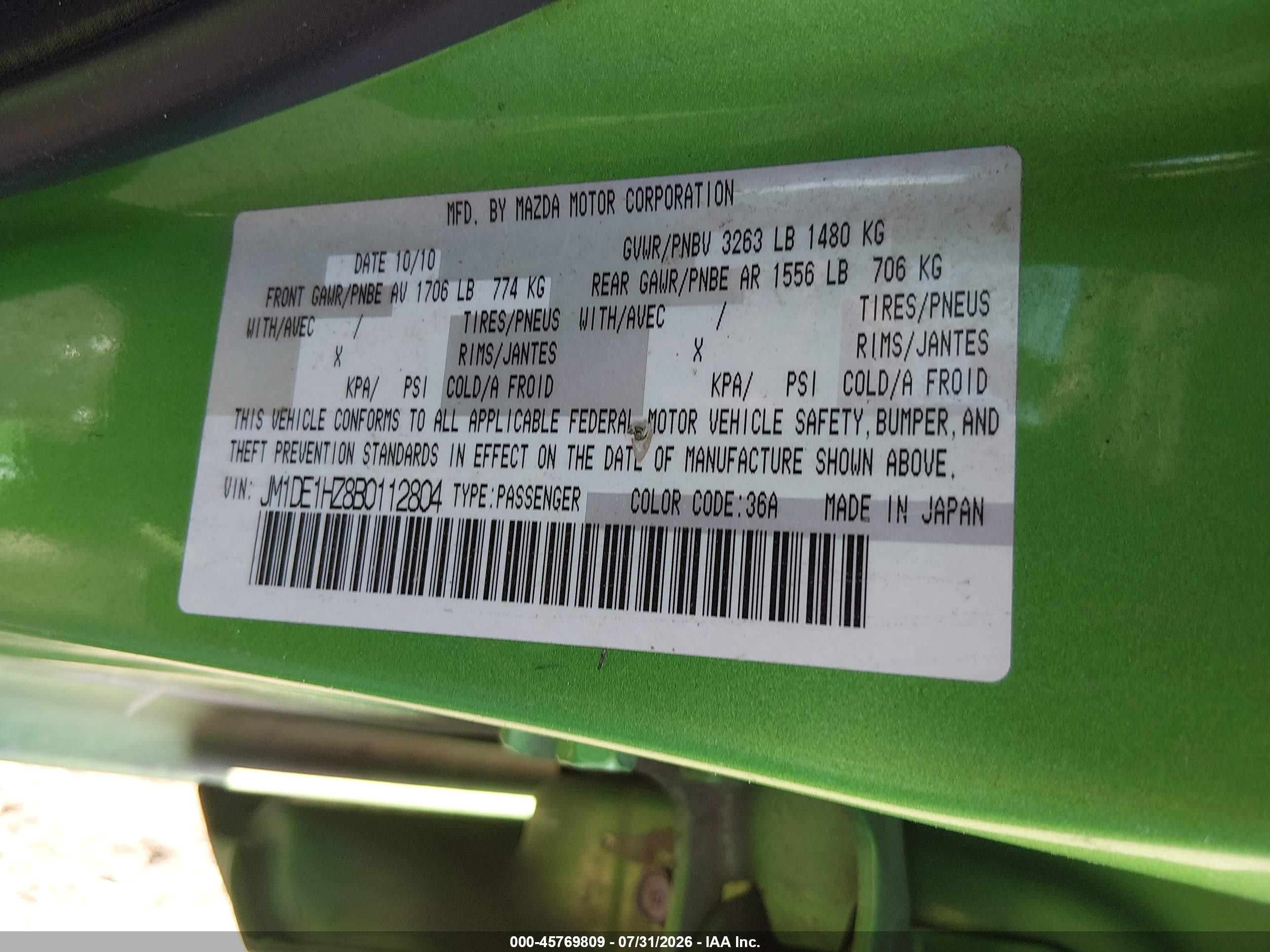 2011 Mazda Mazda2 Touring Green vin: JM1DE1HZ8B0112804