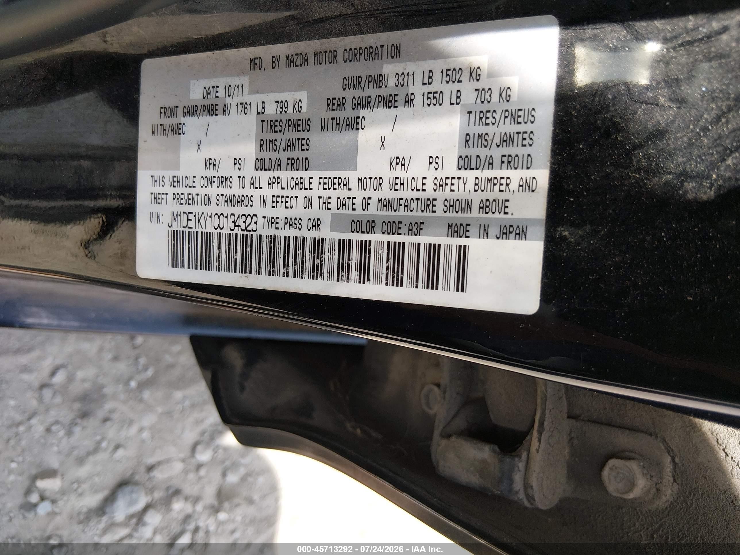 2012 Mazda Mazda2 Sport Black vin: JM1DE1KY1C0134323