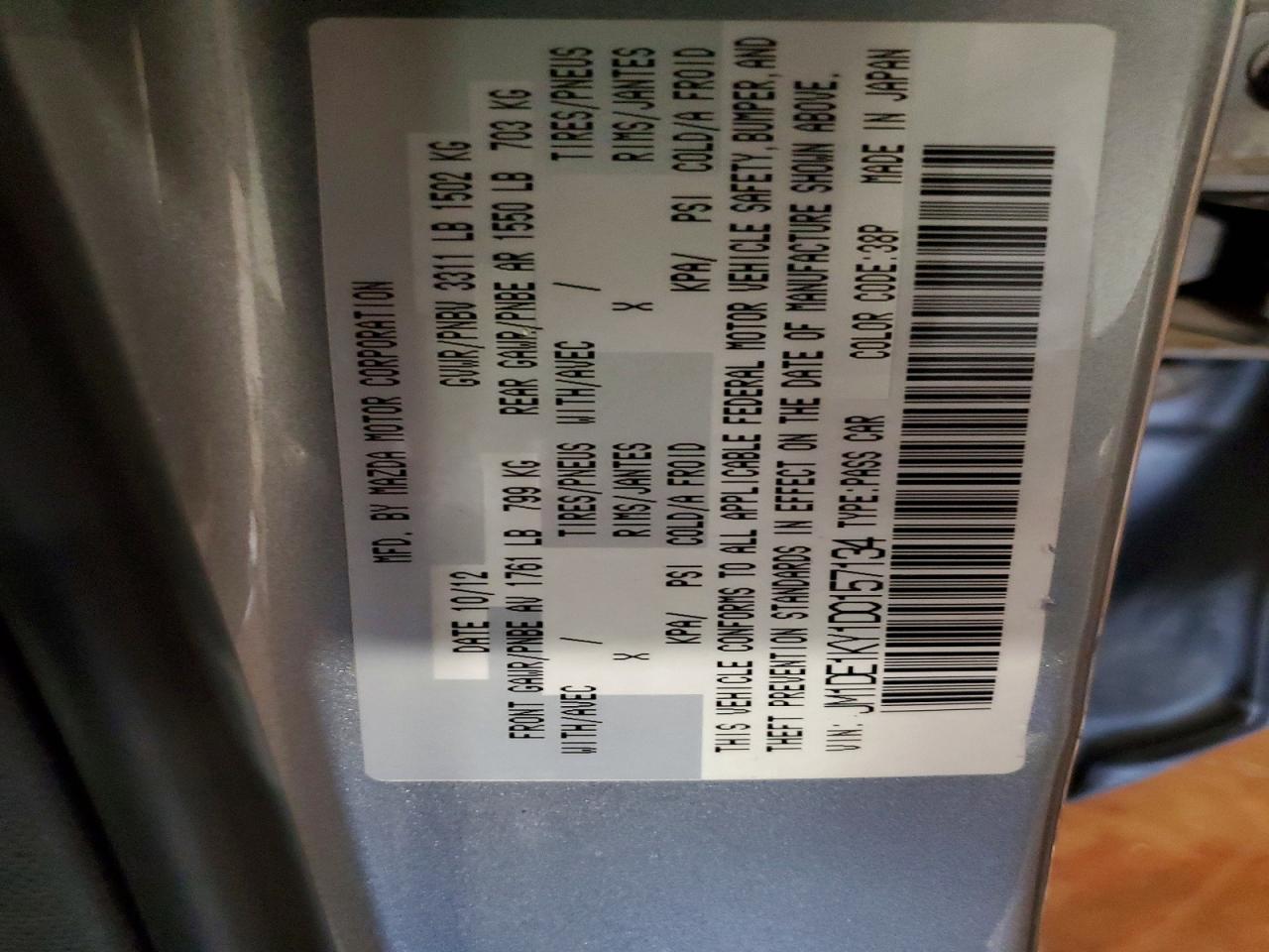 2013 Mazda Mazda2 Gray vin: JM1DE1KY1D0157134