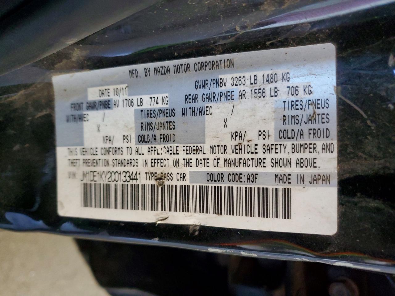 2012 Mazda Mazda2 Black vin: JM1DE1KY2C0133441