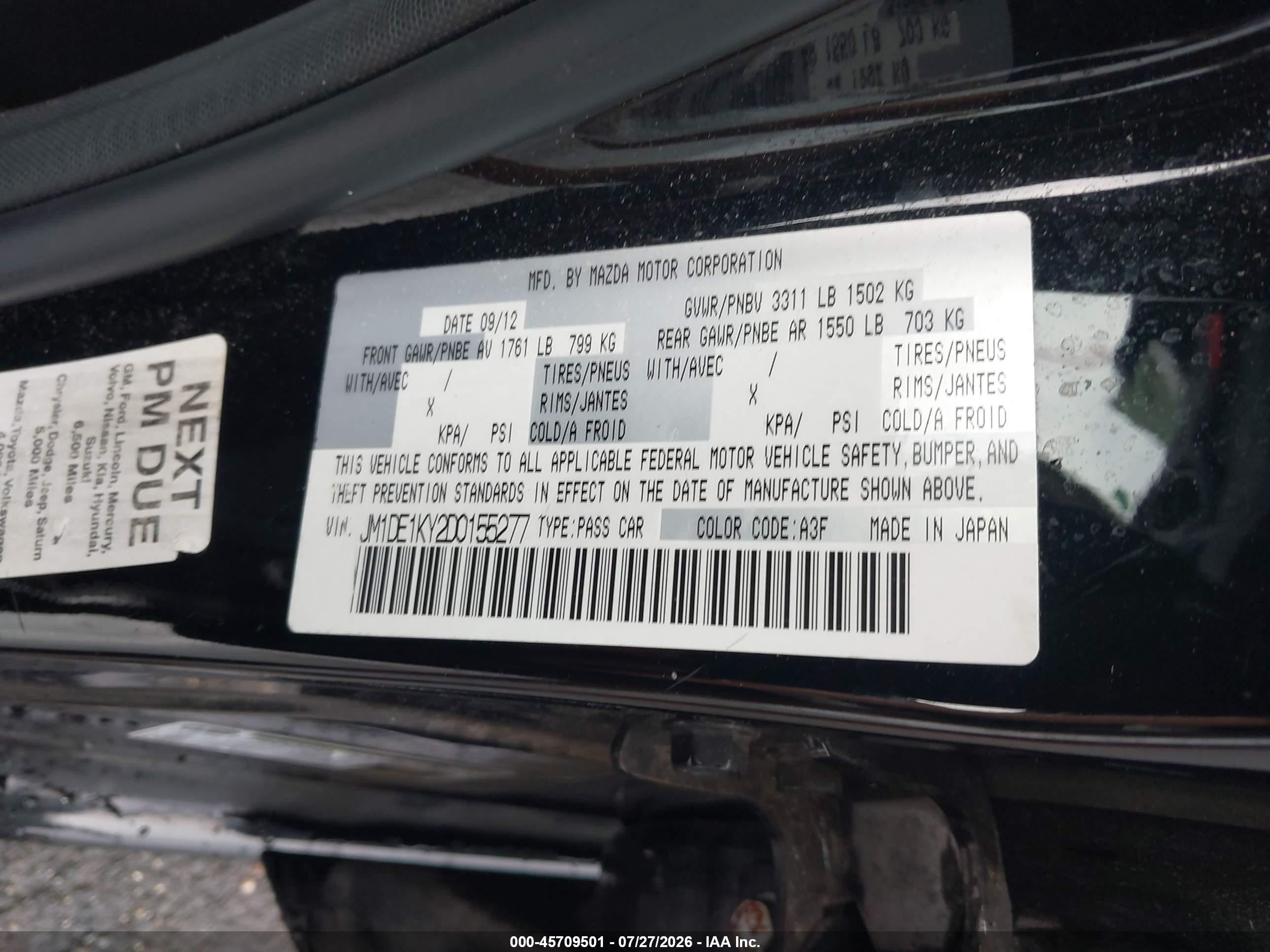 2013 Mazda Mazda2 Sport Black vin: JM1DE1KY2D0155277