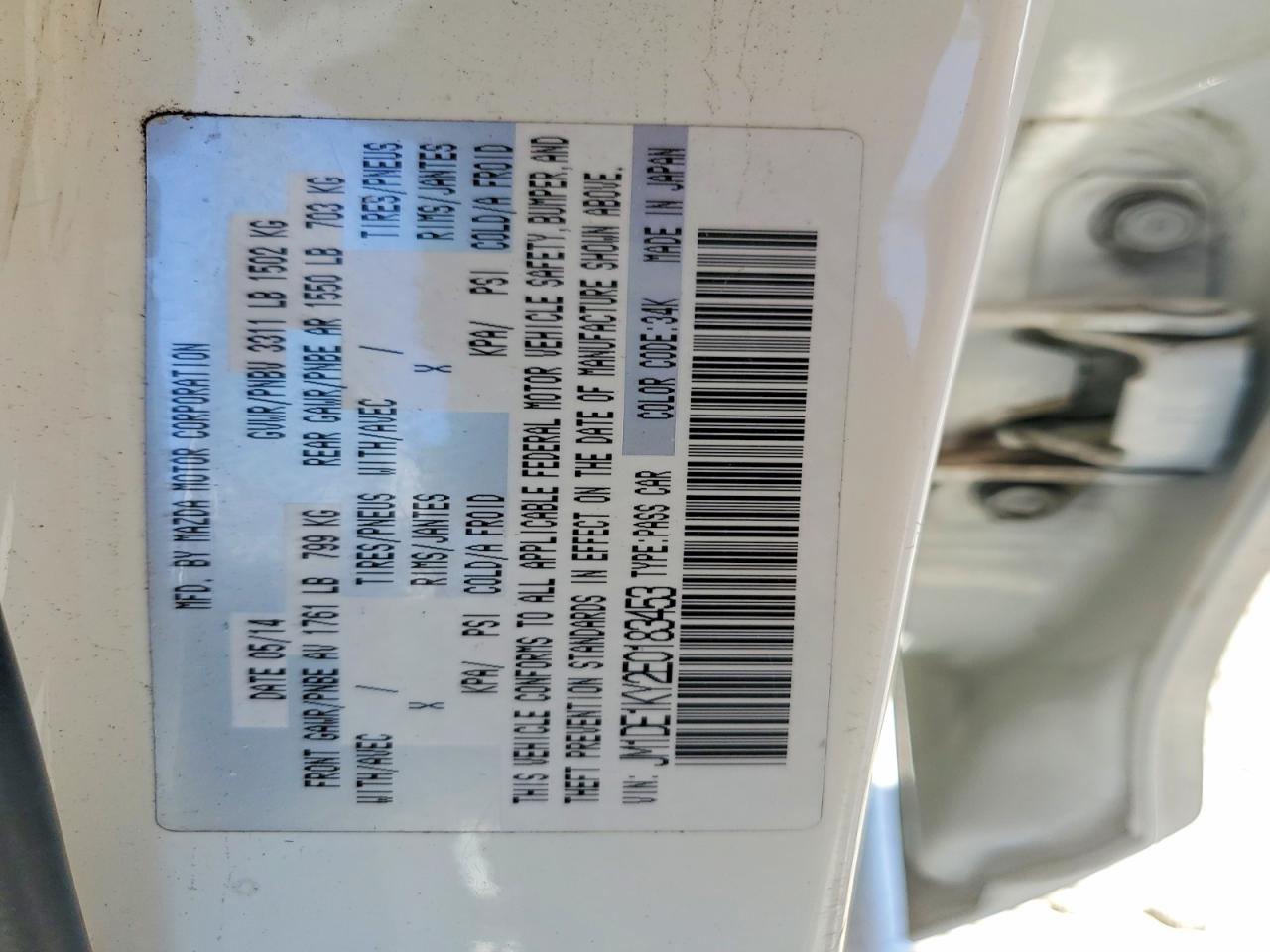 2014 Mazda Mazda2 Sport White vin: JM1DE1KY2E0183453